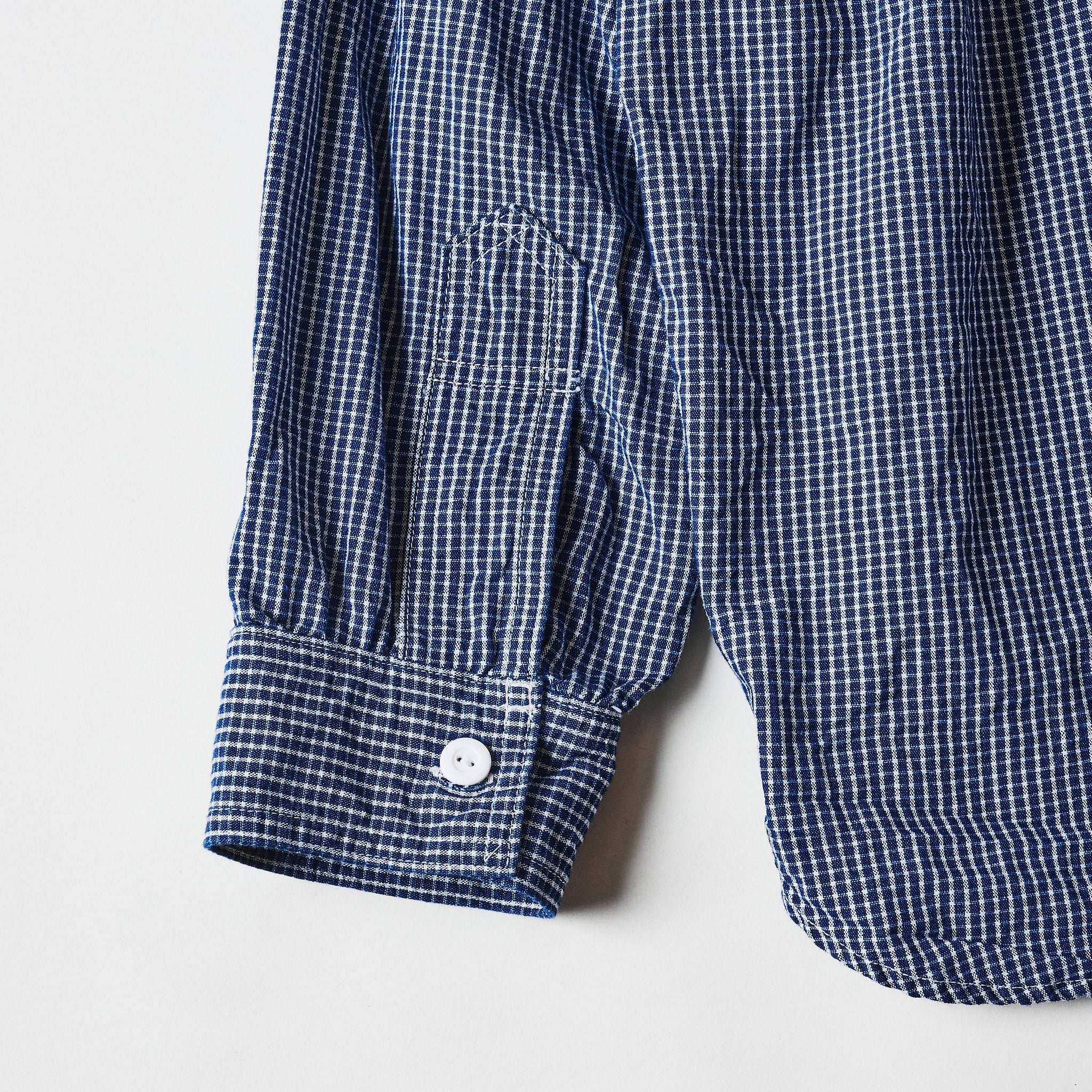 #1203-IC1 Band collar shirt : indigo check 1 (23FW)