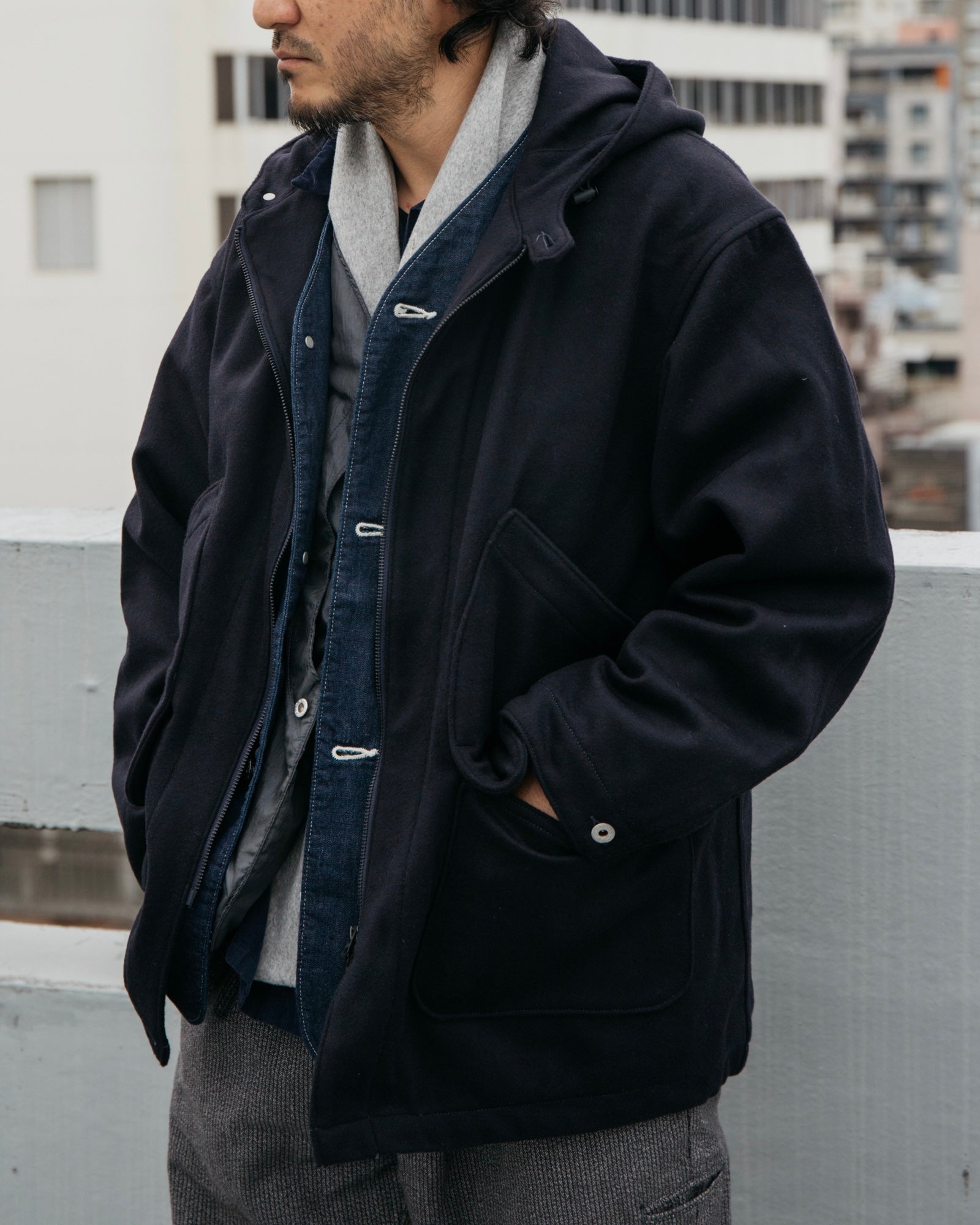 #3112-WM2 DEE Parka 3 : wool melton dk. Navy