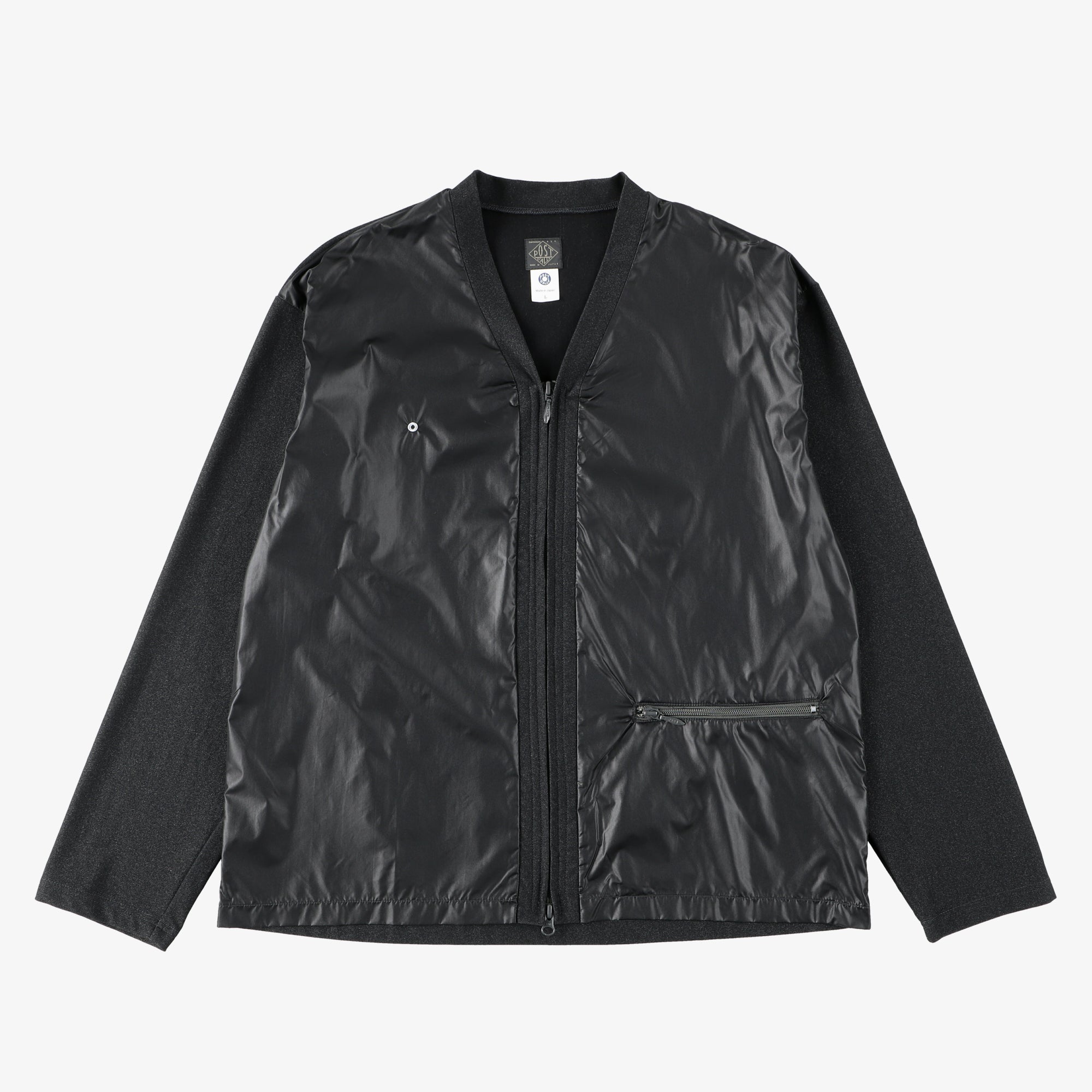 #3609-CB E-Z Zip Cardigan : nylon taffeta x mid weight jersey black (Shop Special)
