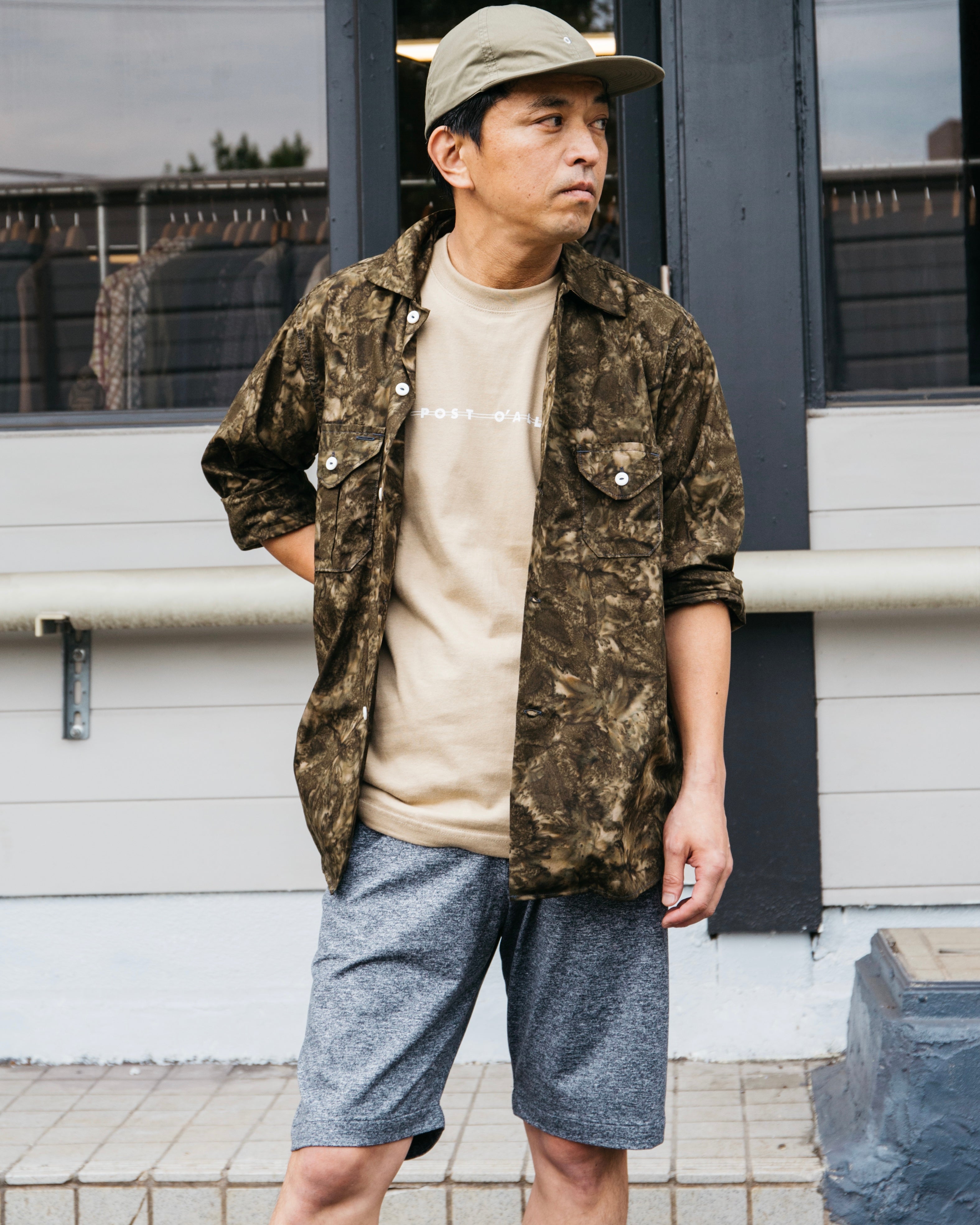 #3008 Shop Logo Tee : sand x white