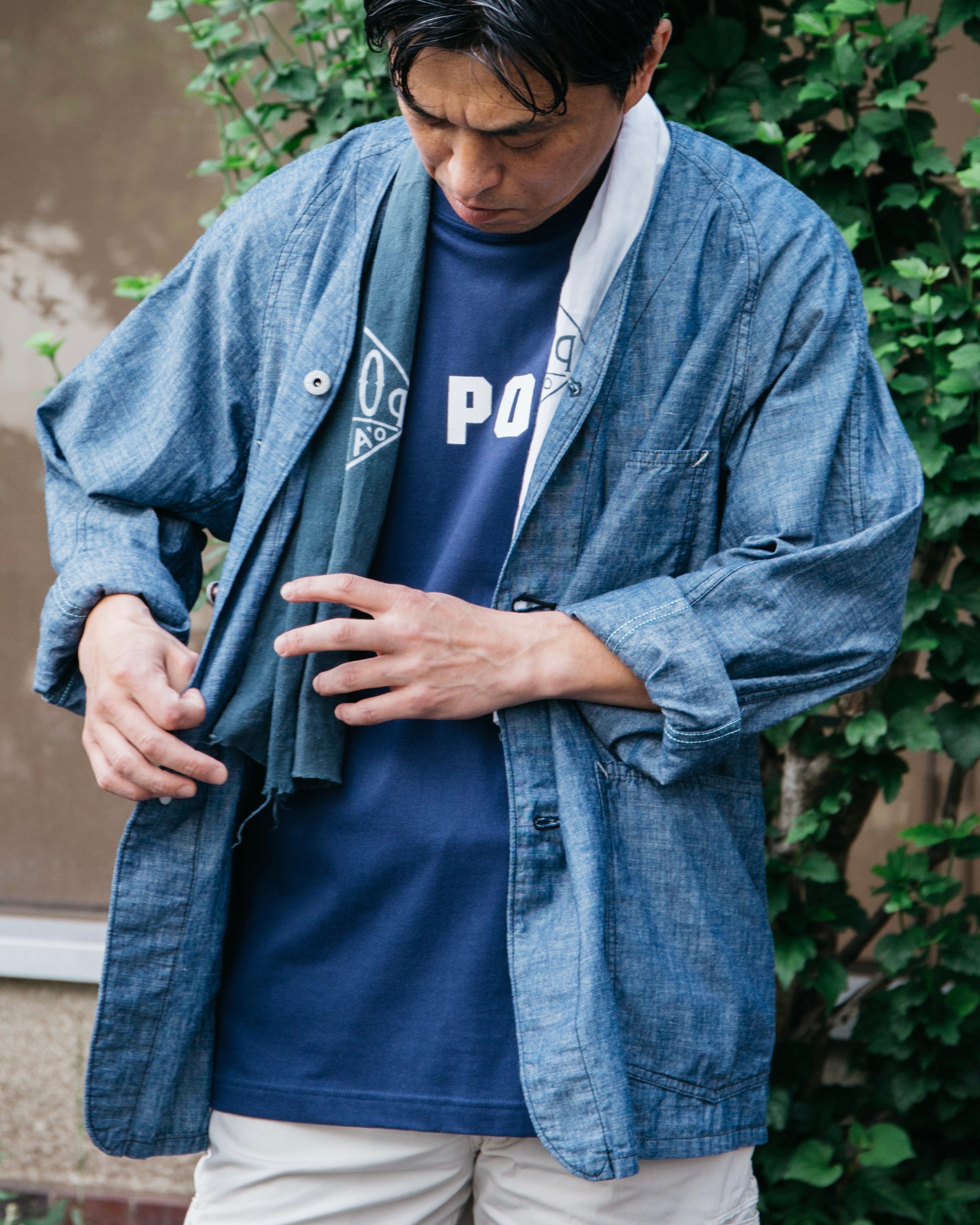 #3007 PO Logo Tee : indigo x white