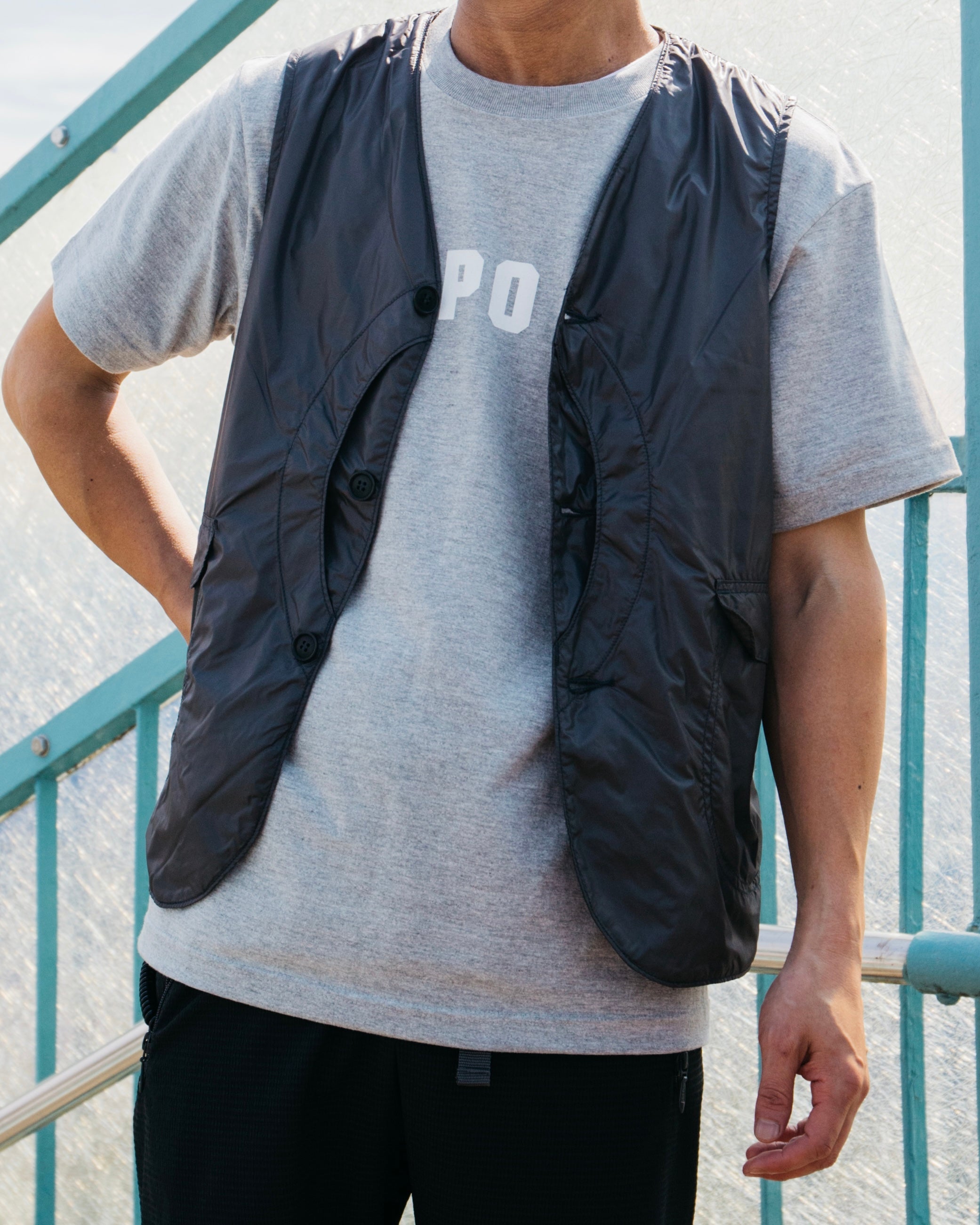 #3007 PO Logo Tee : ash heather x white