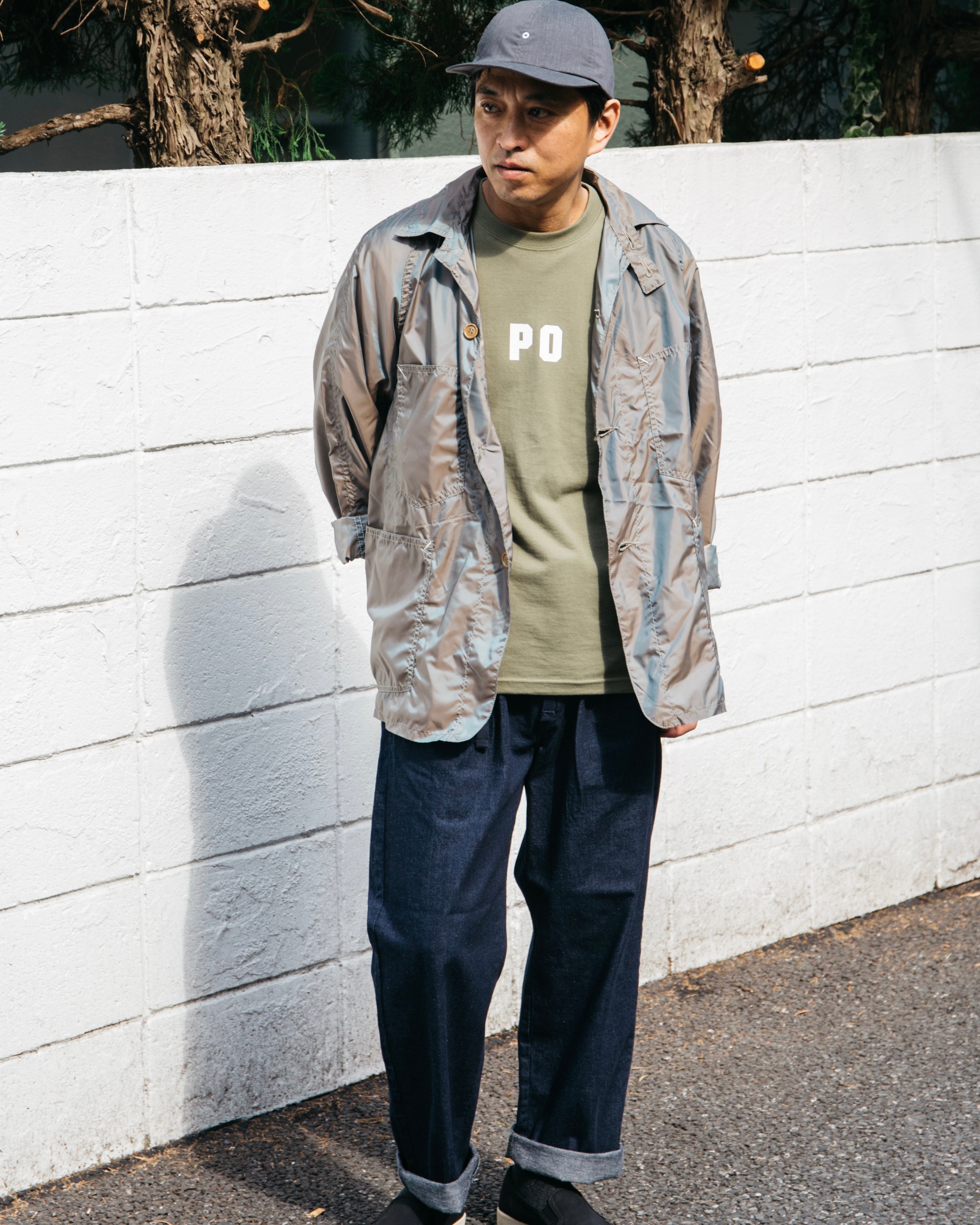 #3007 PO Logo Tee : olive x white