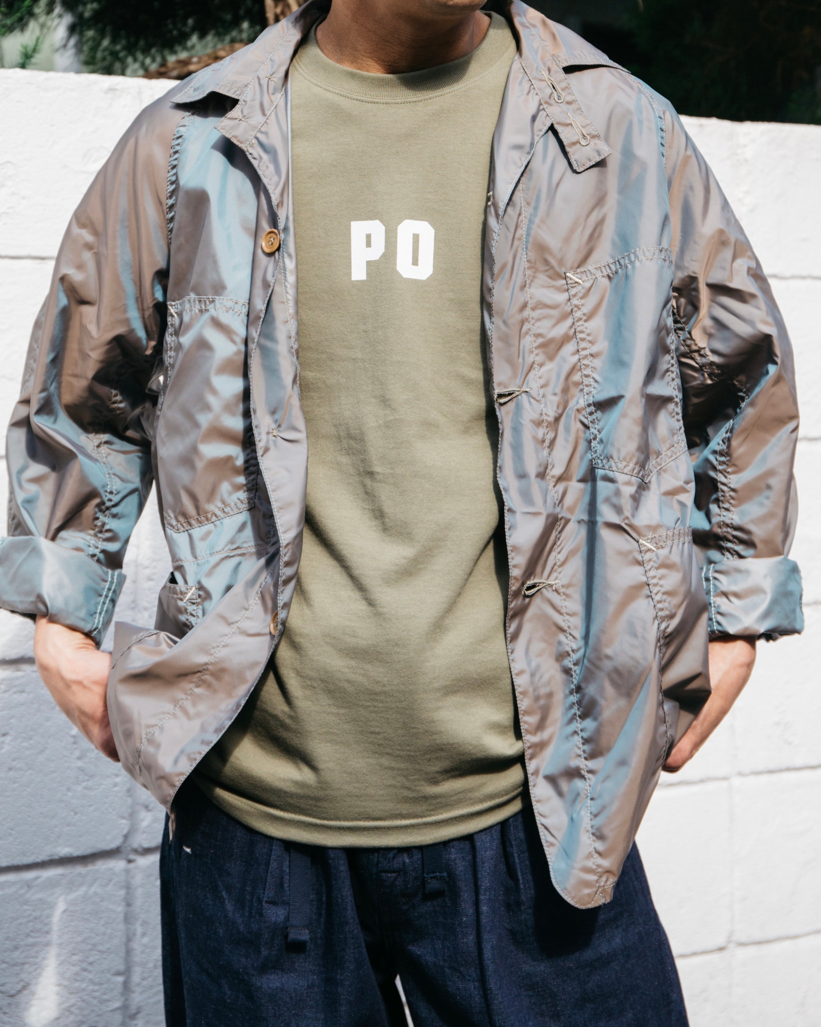 #3007 PO Logo Tee : olive x white