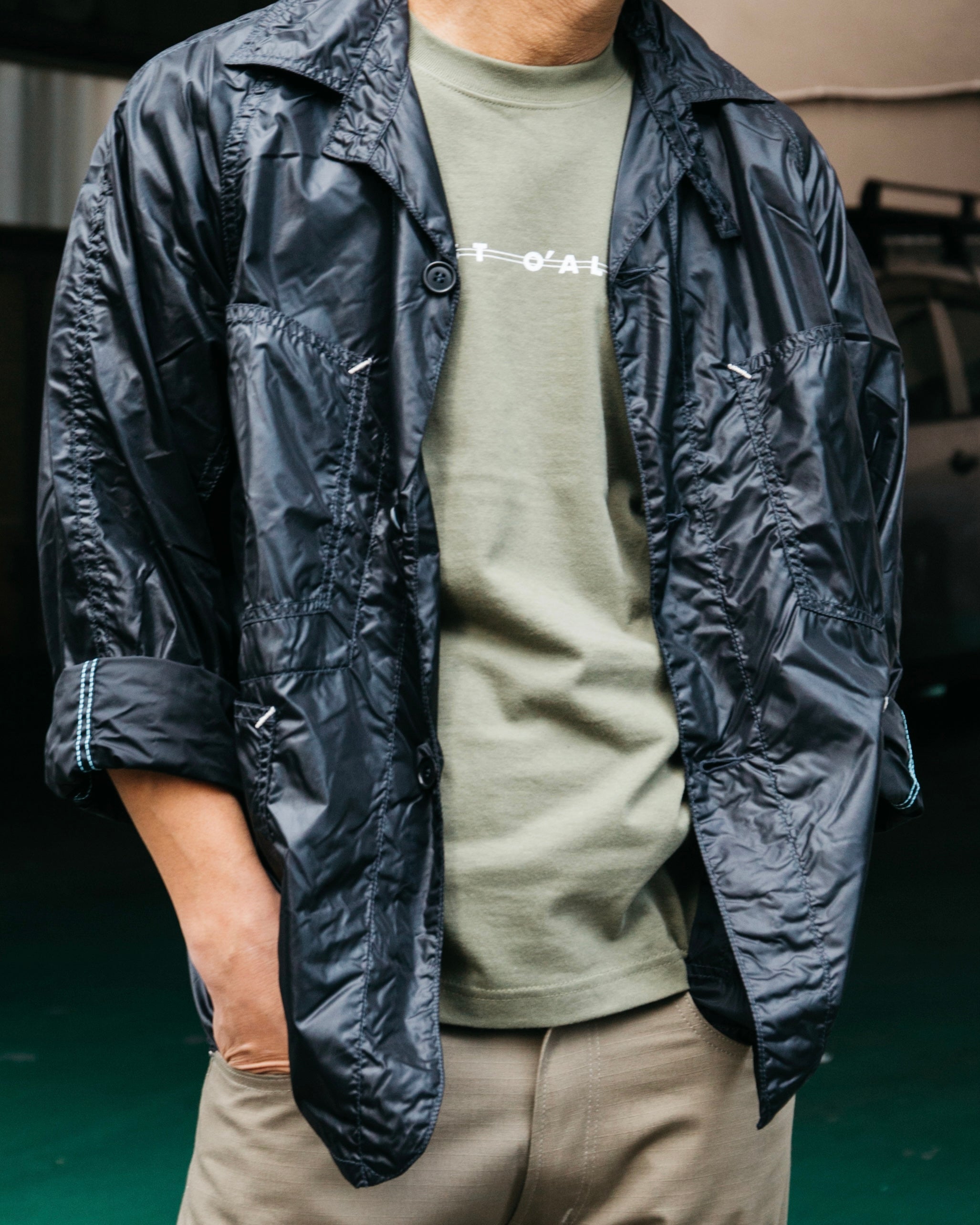 #3008 Shop Logo Tee : olive x white