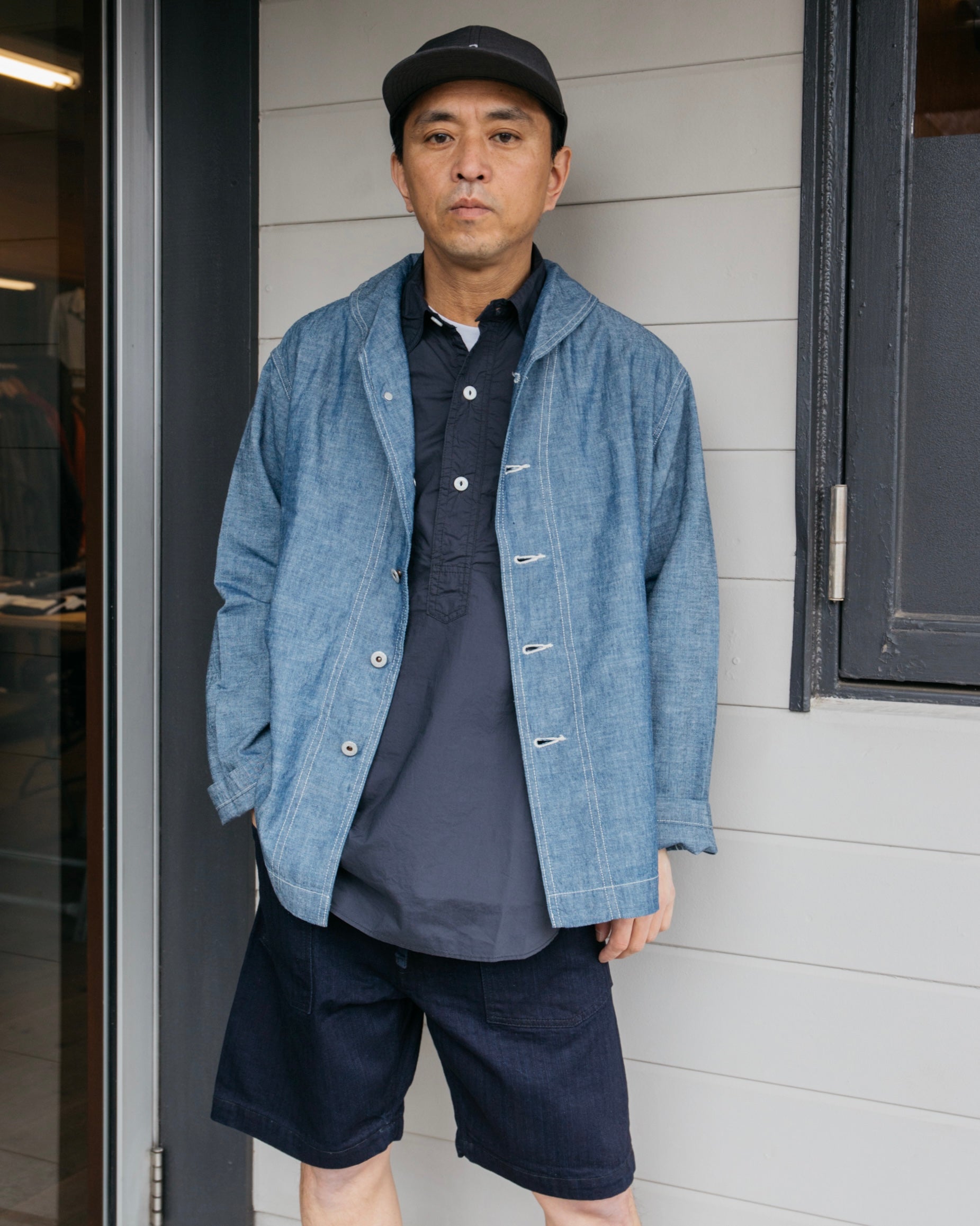 #3307S HBDN E-Z ARMY-NAVY Shorts : herringbone denim navy