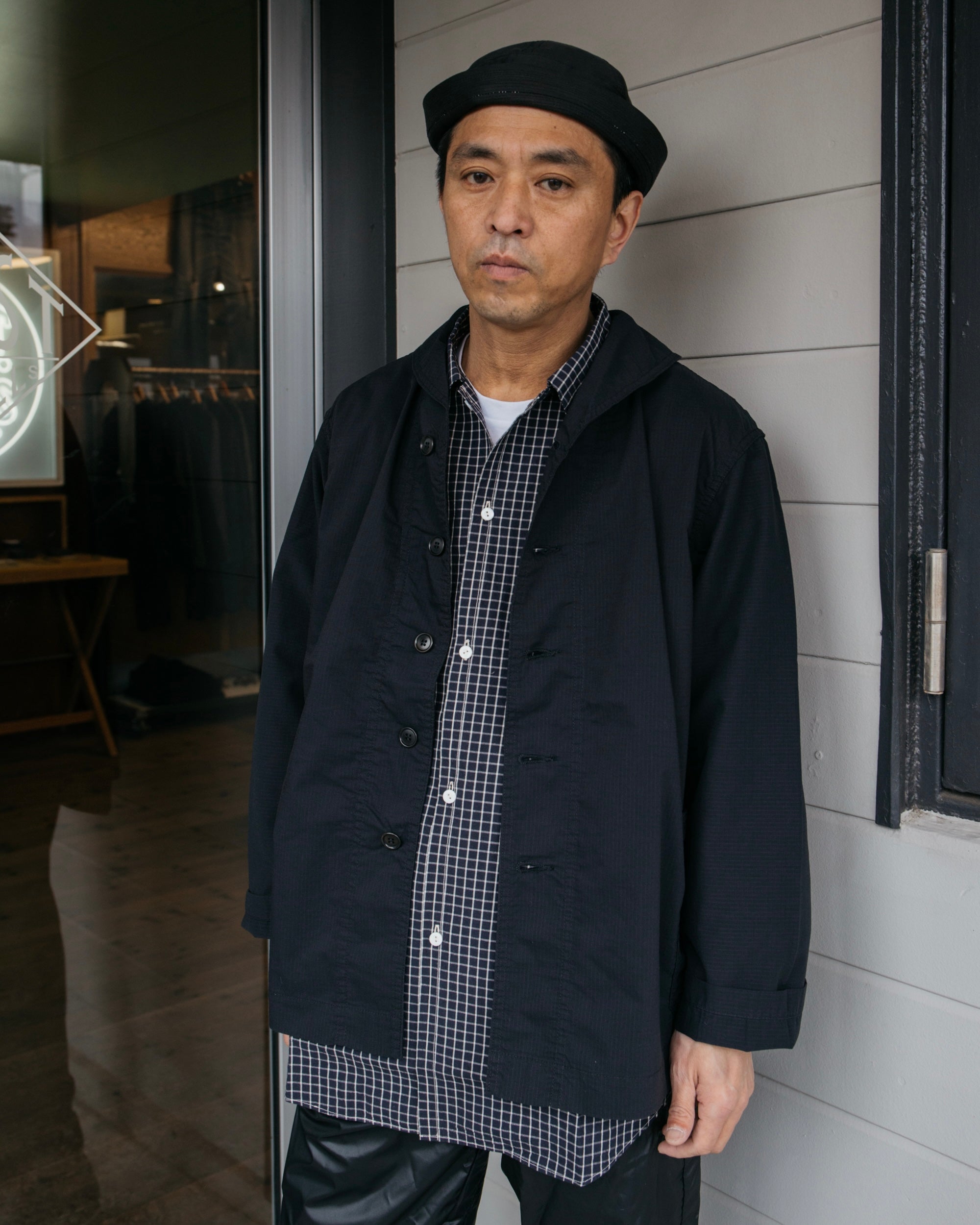#2114R NAVY-BLU-R RS : poly feather ripstop black