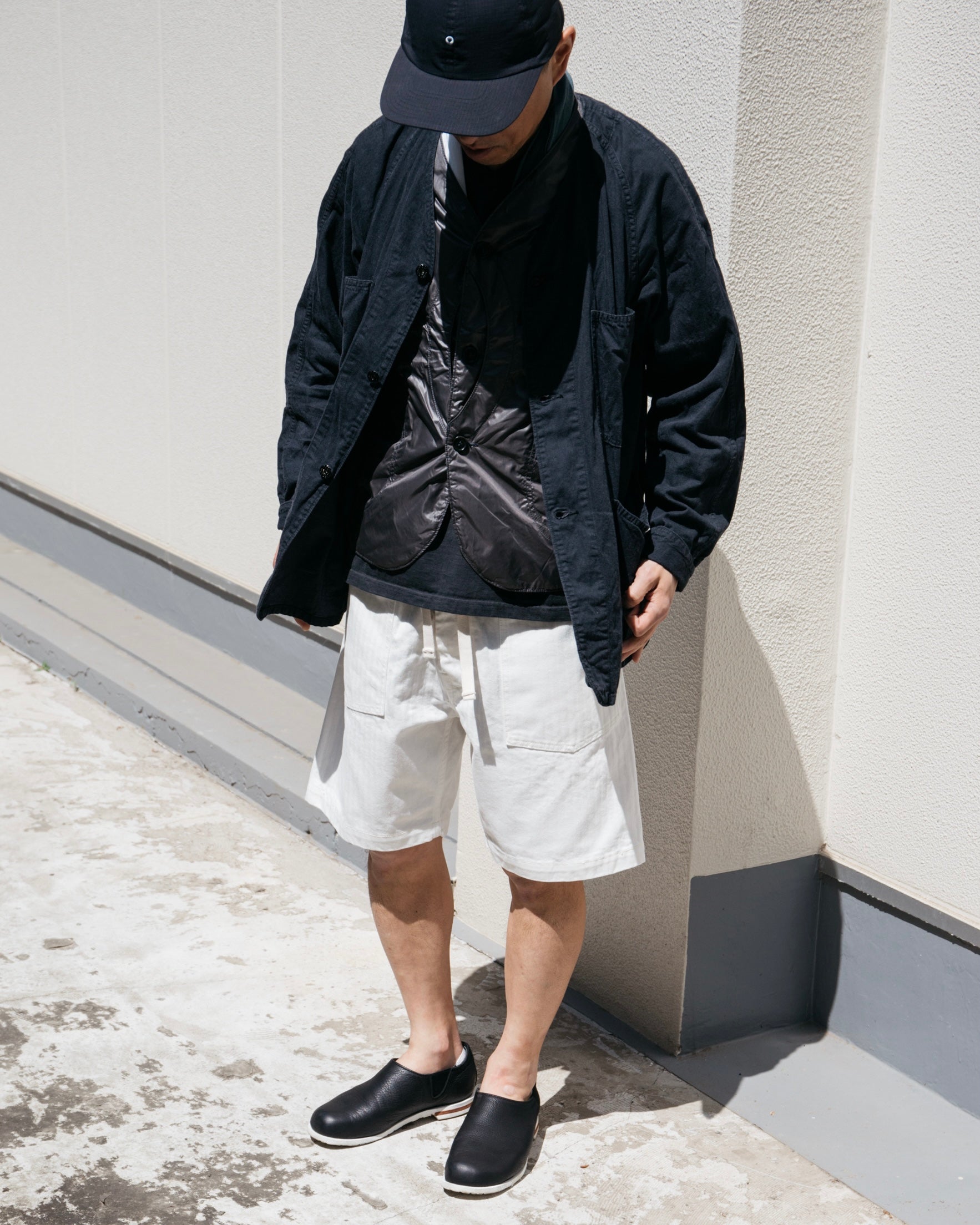 #3307S-HBDS E-Z ARMY-NAVY Shorts : herringbone denim stone