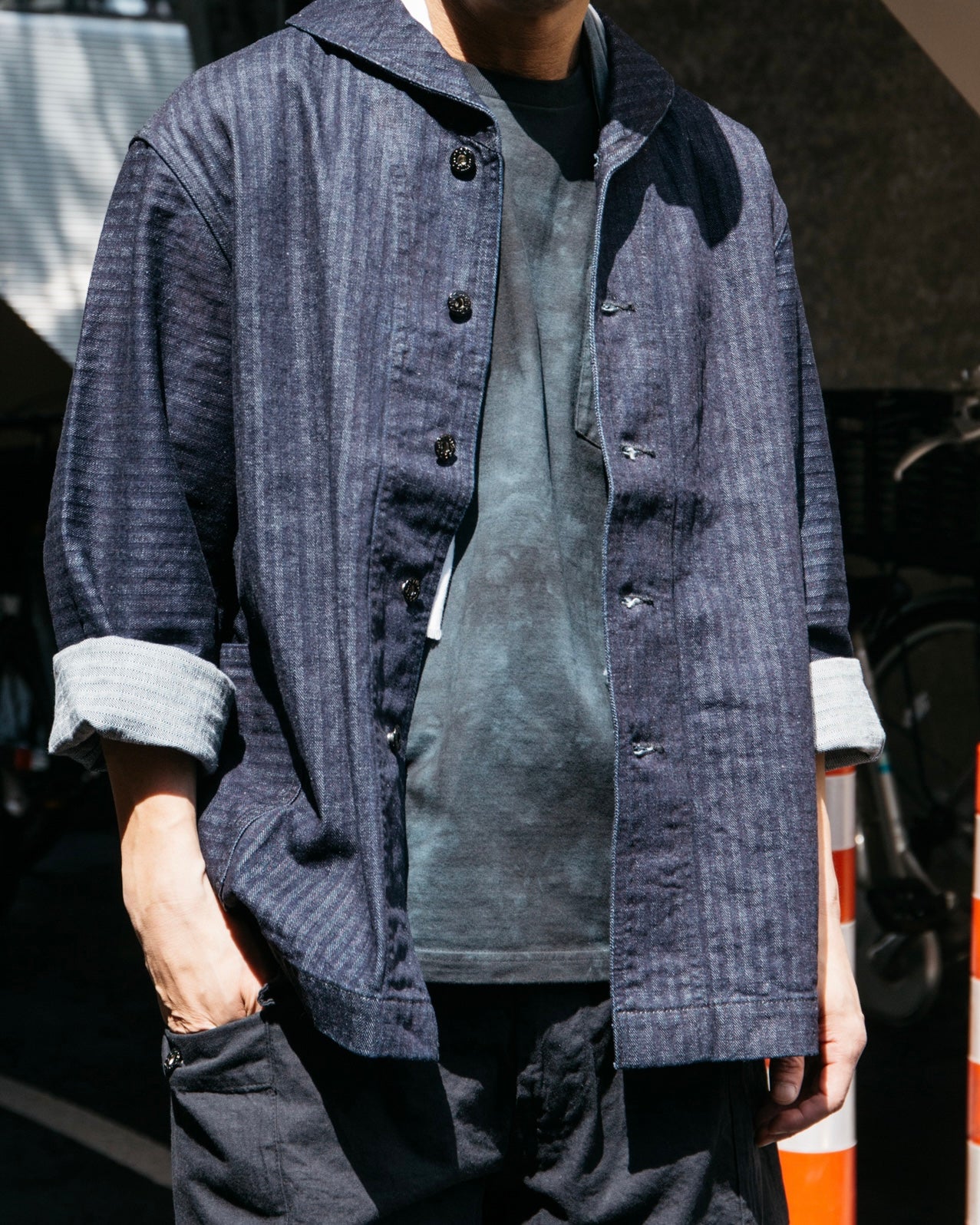 #2114R-HBDI NAVY-BLU-R : herringbone denim indigo