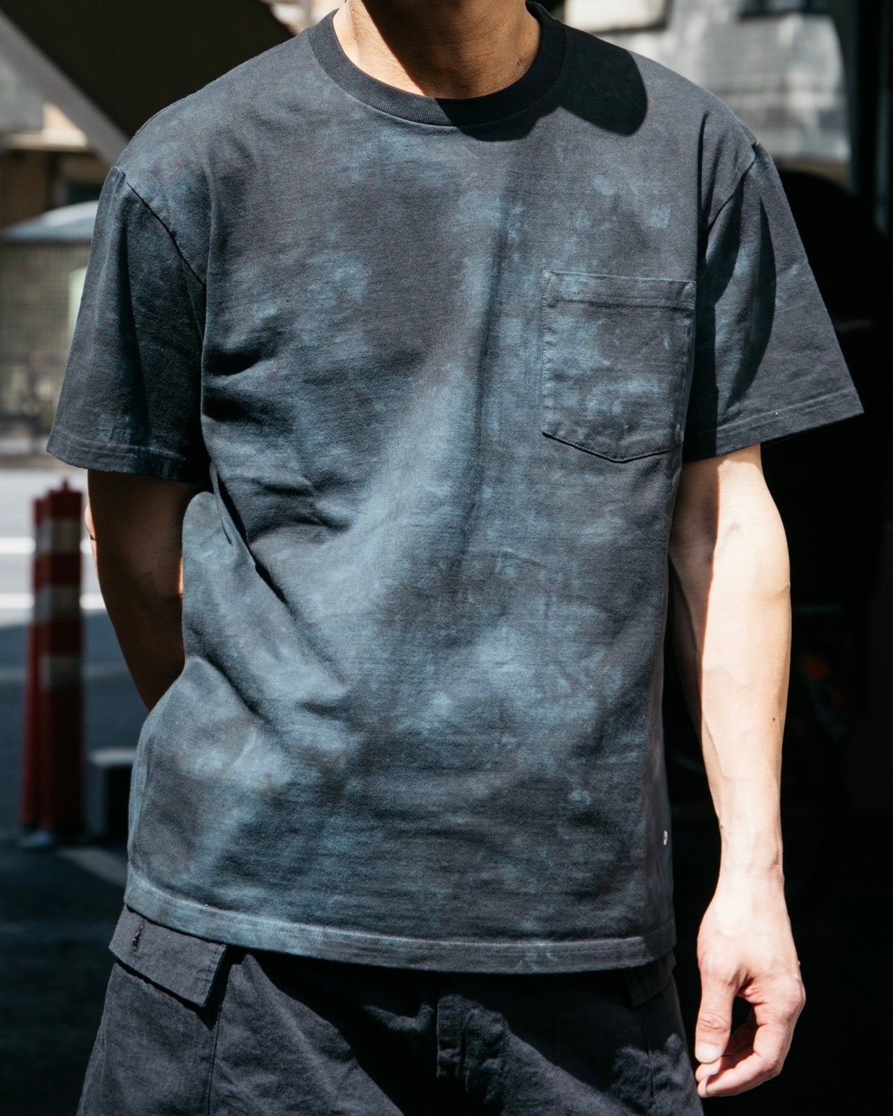 #3614 Crew Pocket T HJT1 : heavy wt. jersey dk navy x grey tie dye