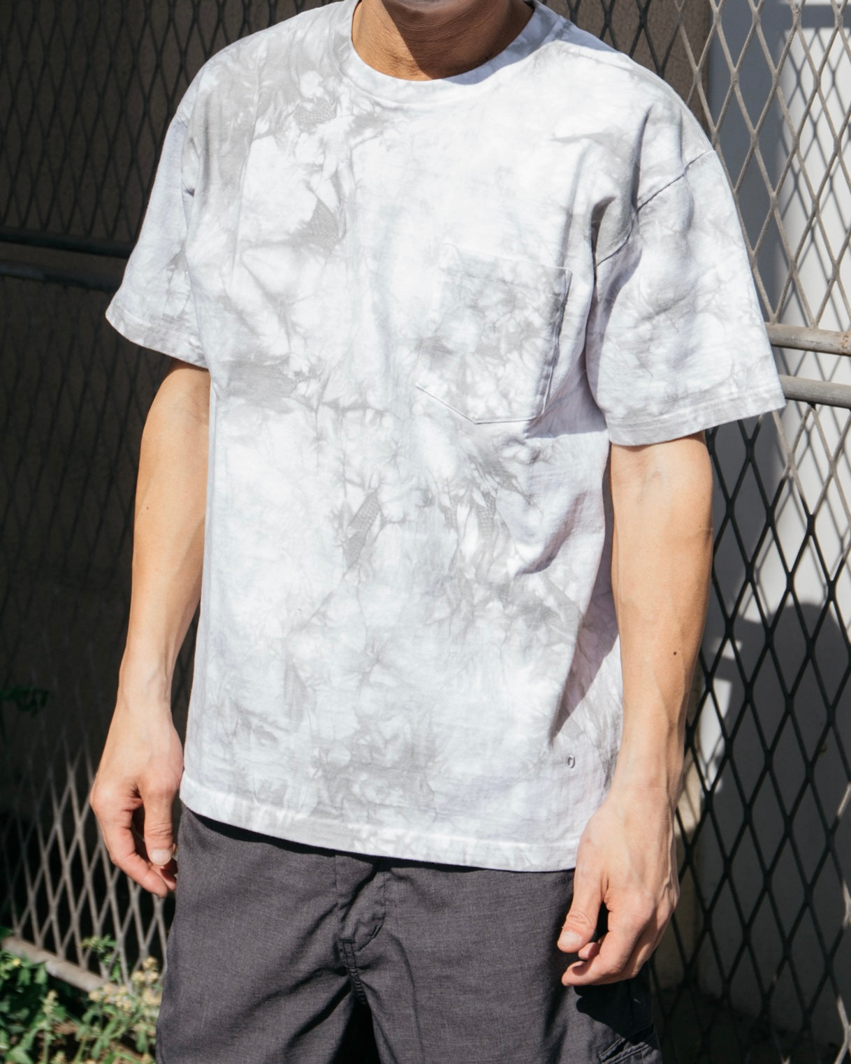 #3614 Crew Pocket T HJT2 : heavy wt. jersey white x grey tie dye