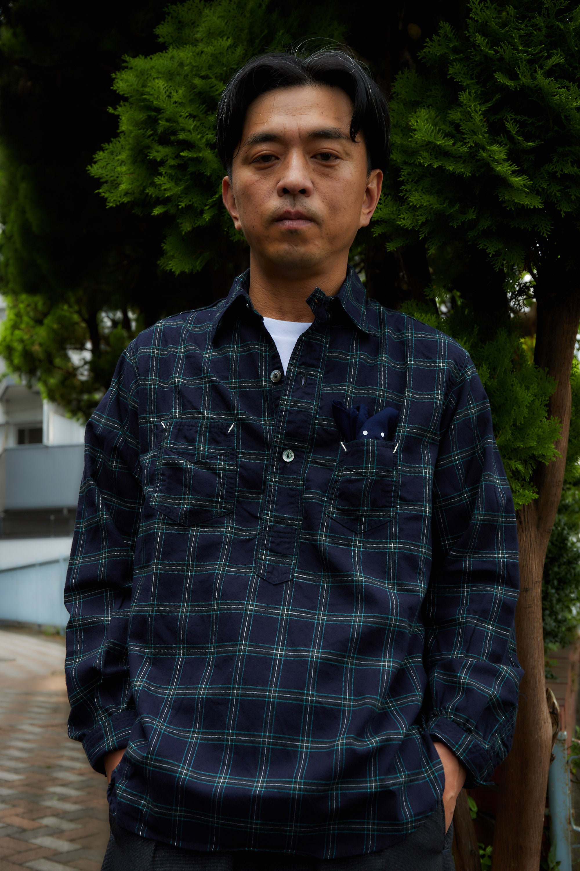 #3208 De Luxe CF4 : cotton flannel plaid navy x green