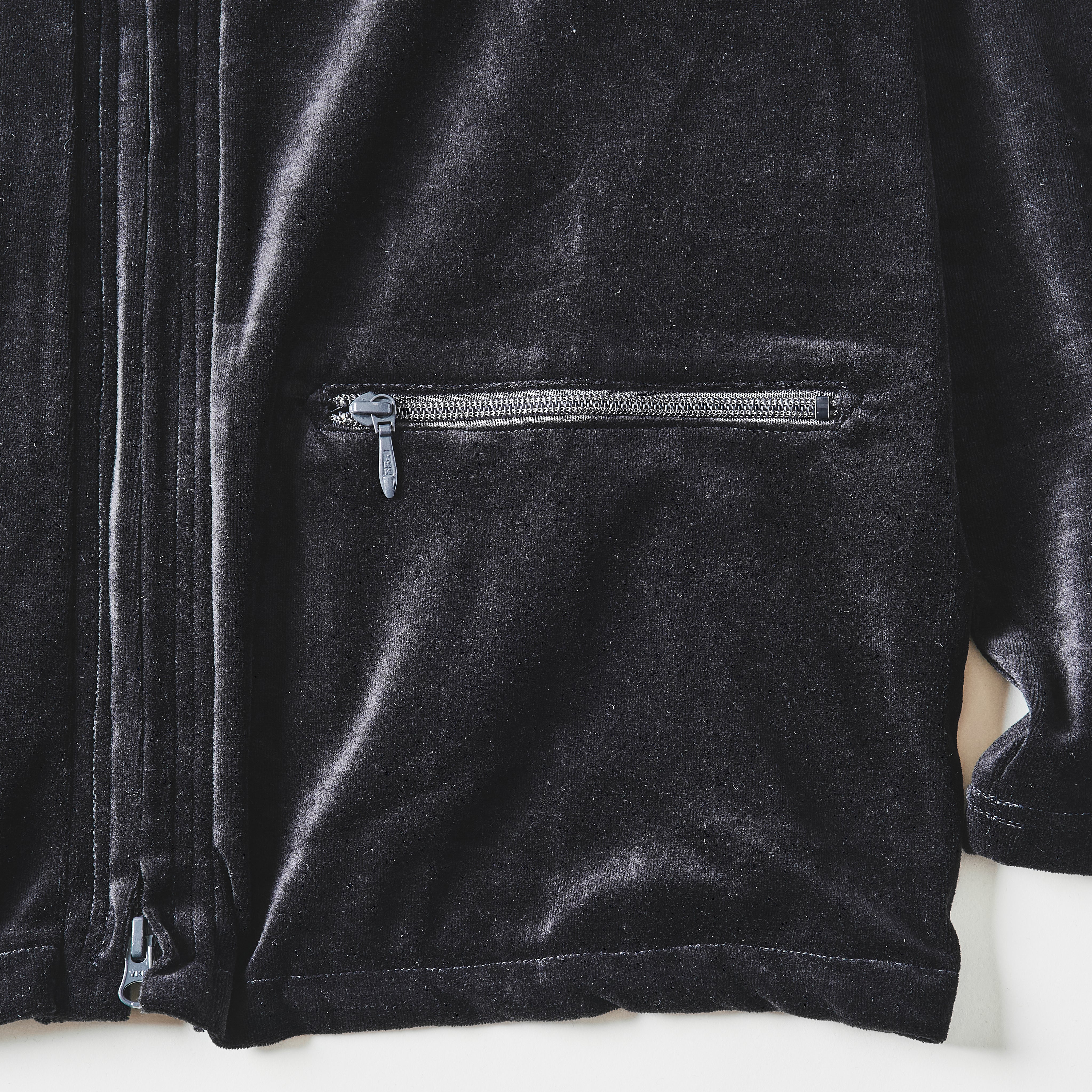 #3609-V3 E-Z Zip Cardigan : poly/cotton velour black (Shop Special)
