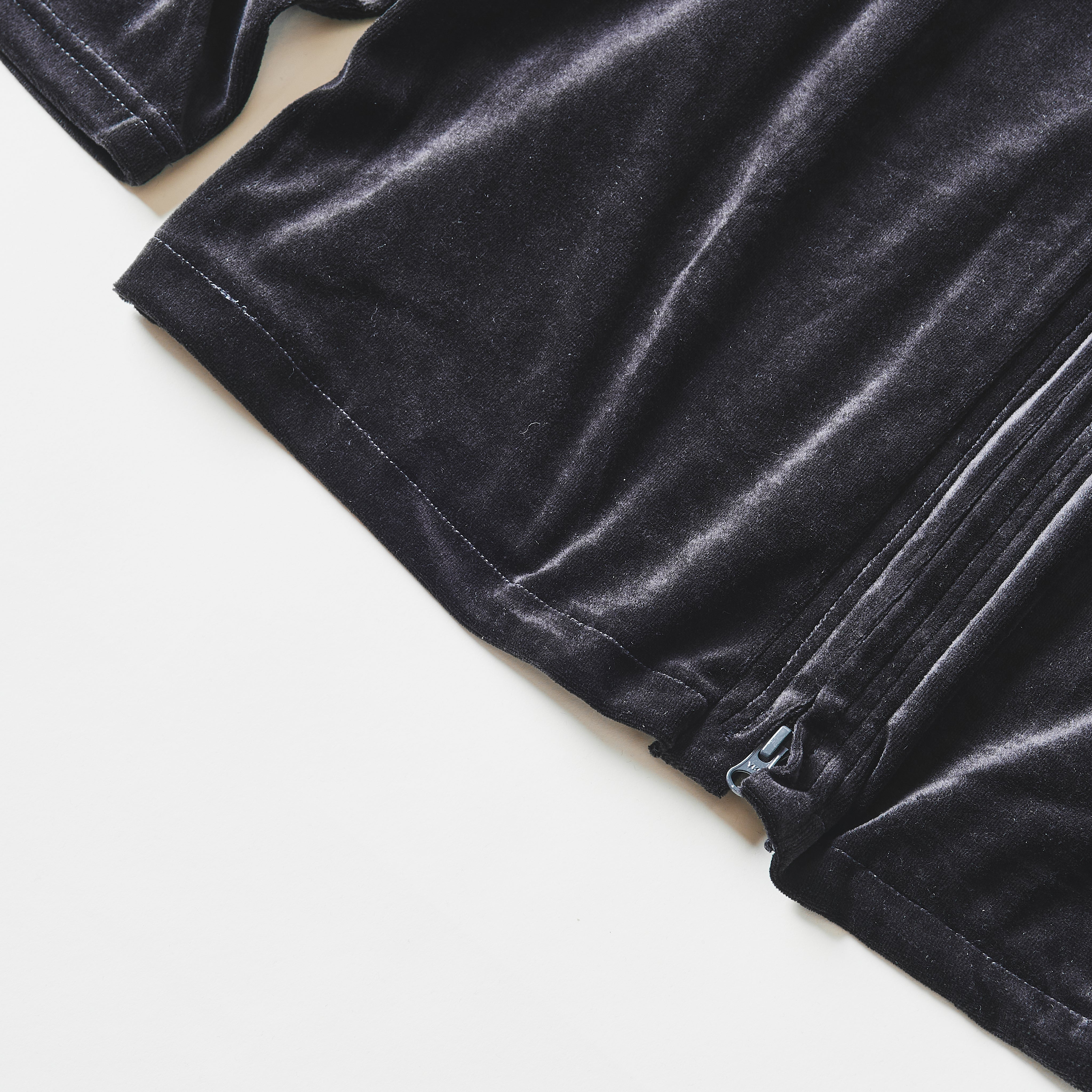 #3609-V3 E-Z Zip Cardigan : poly/cotton velour black (Shop Special)