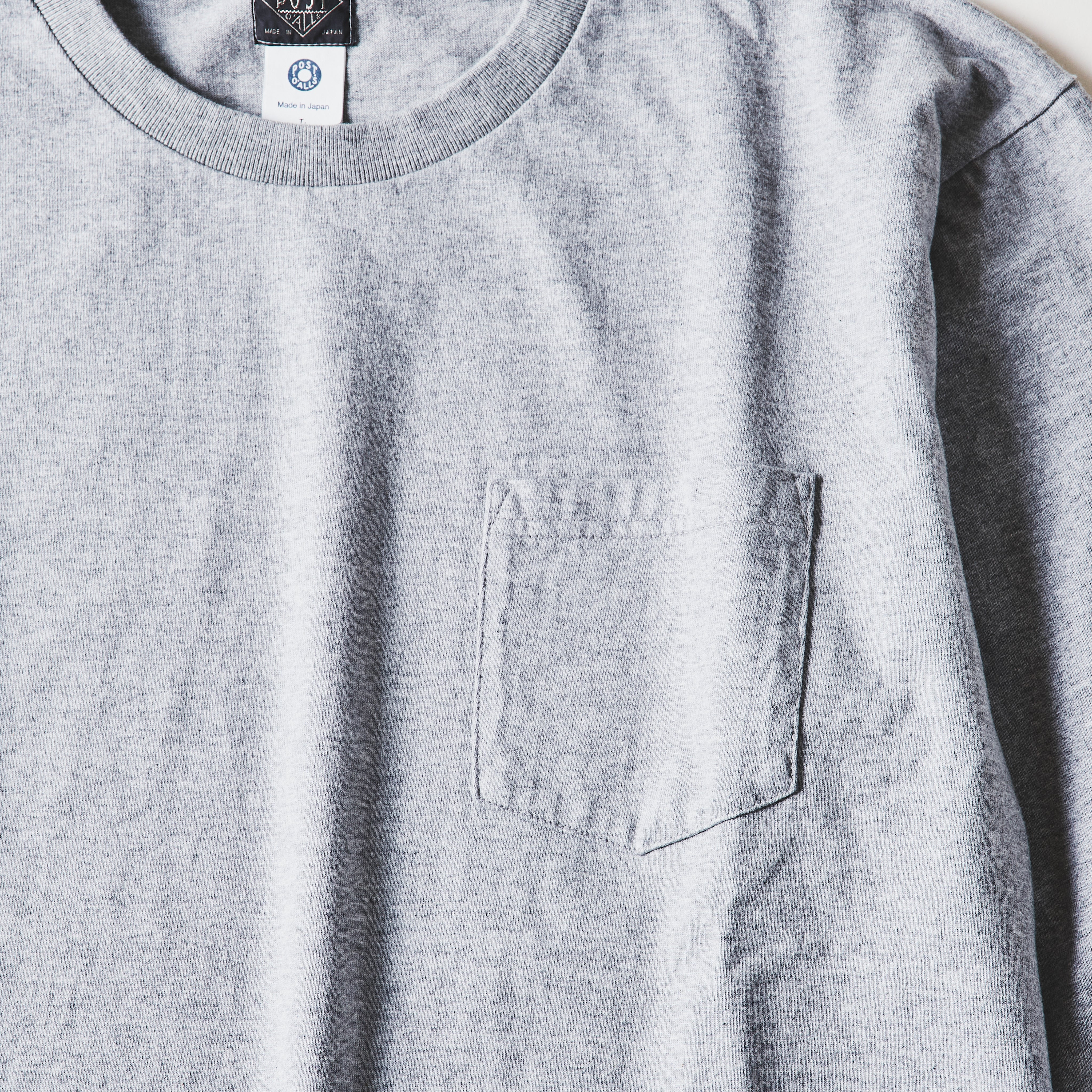 #3616-HJA Crew Pocket Long Sleeve Tee : heavyweight jersey ash