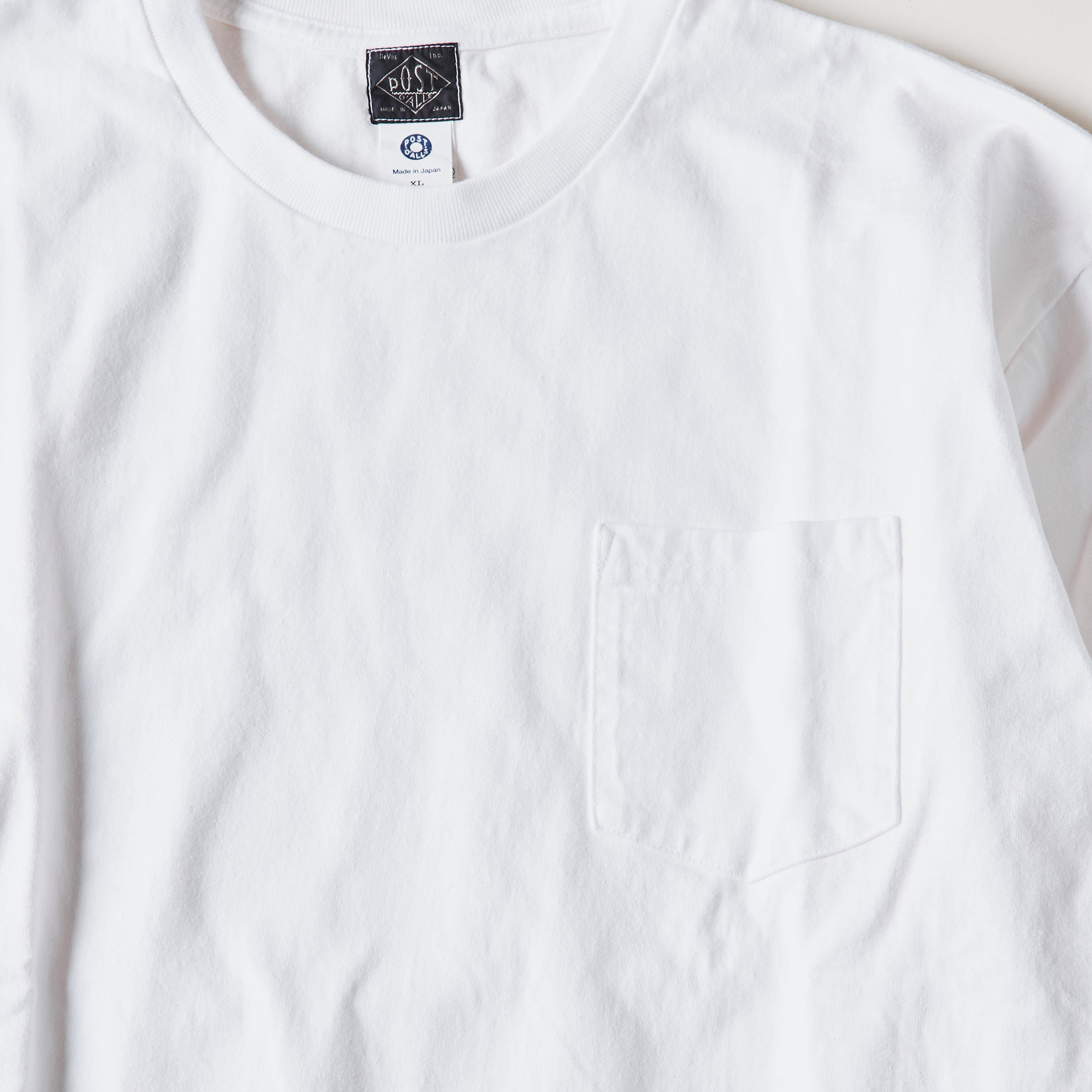 #3616-HJW Crew Pocket Long Sleeve Tee : heavyweight jersey white