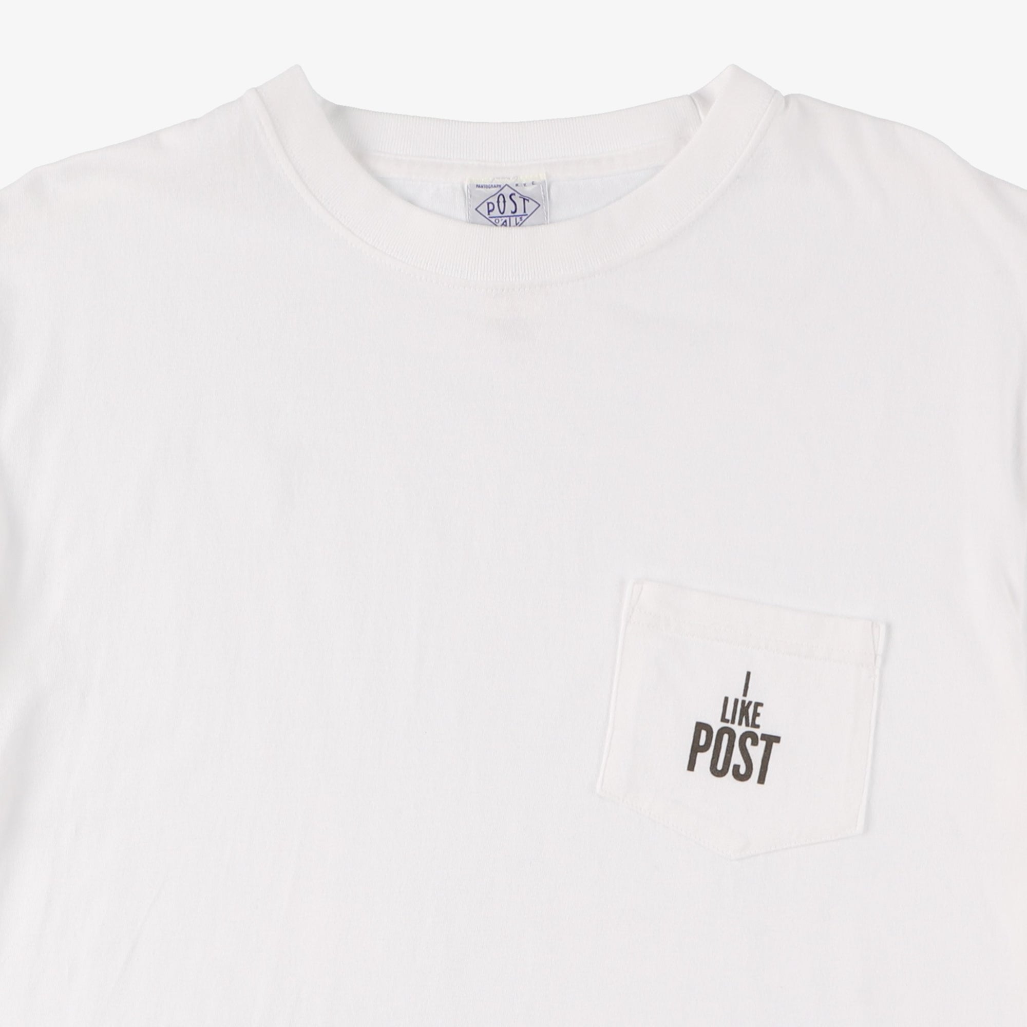 #3004 I LIKE POST pocket Tee 1 : cotton jersey white x dk grey