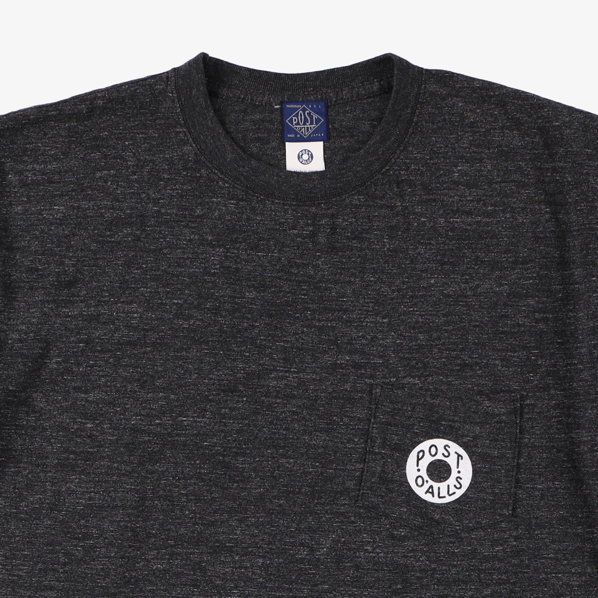 #3003 Donut pocket Tee 3 : cotton jersey black heather x white