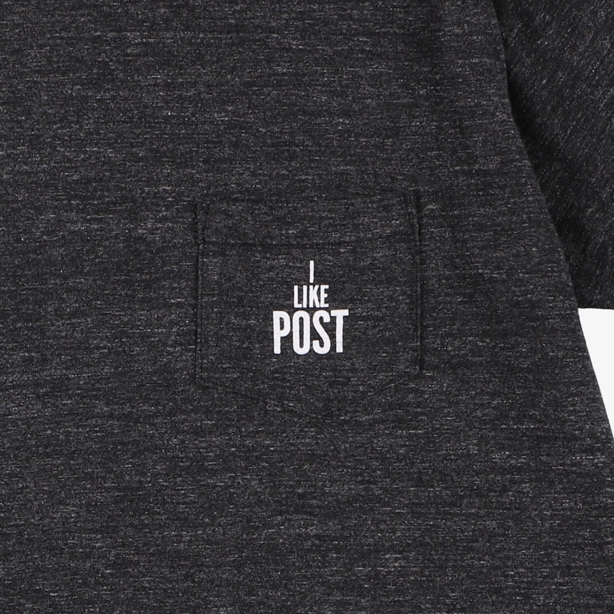 #3004 I LIKE POST pocket Tee 3 : cotton jersey black heather x white