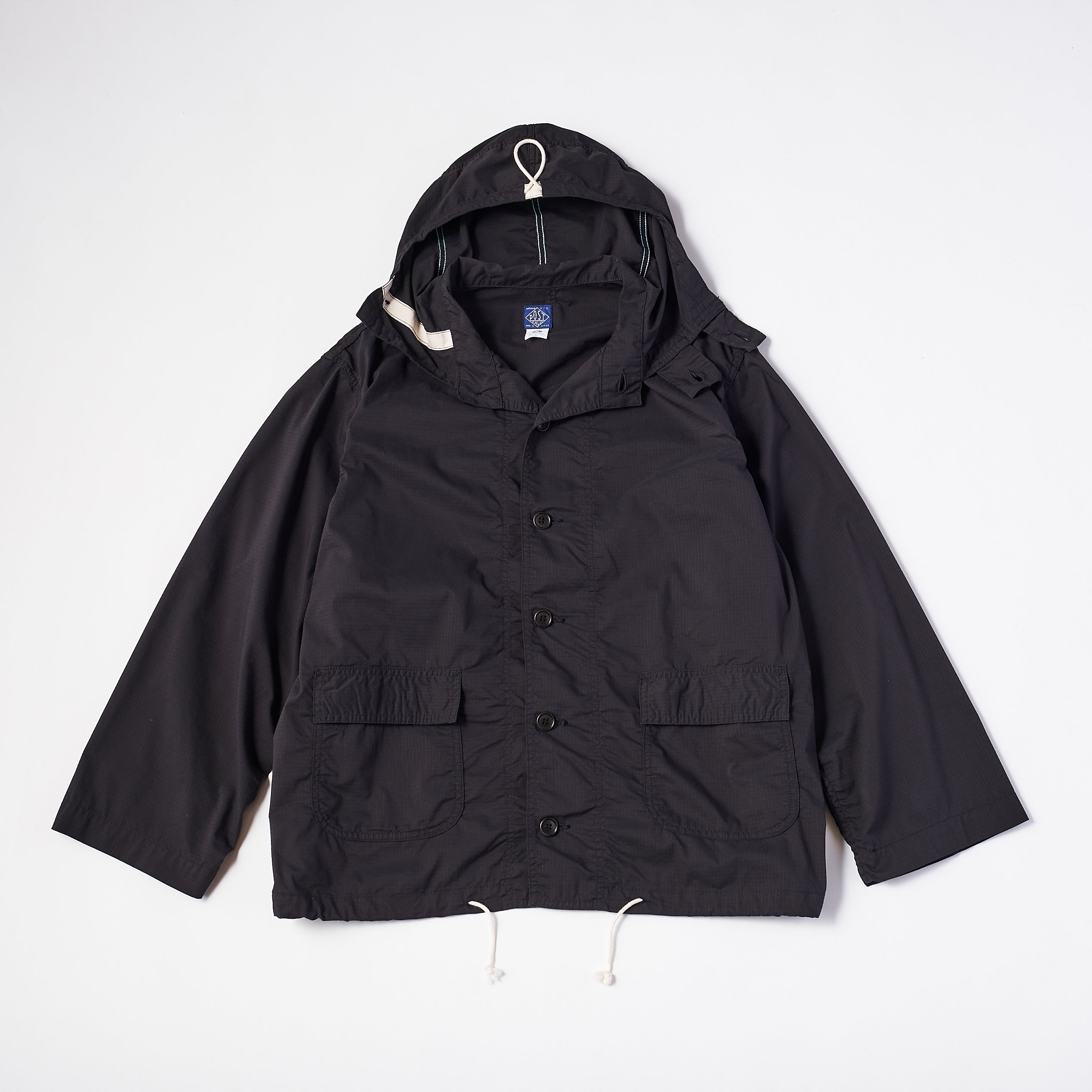 #1114R-RS NAVY Parka 3-R : poly feather ripstop black