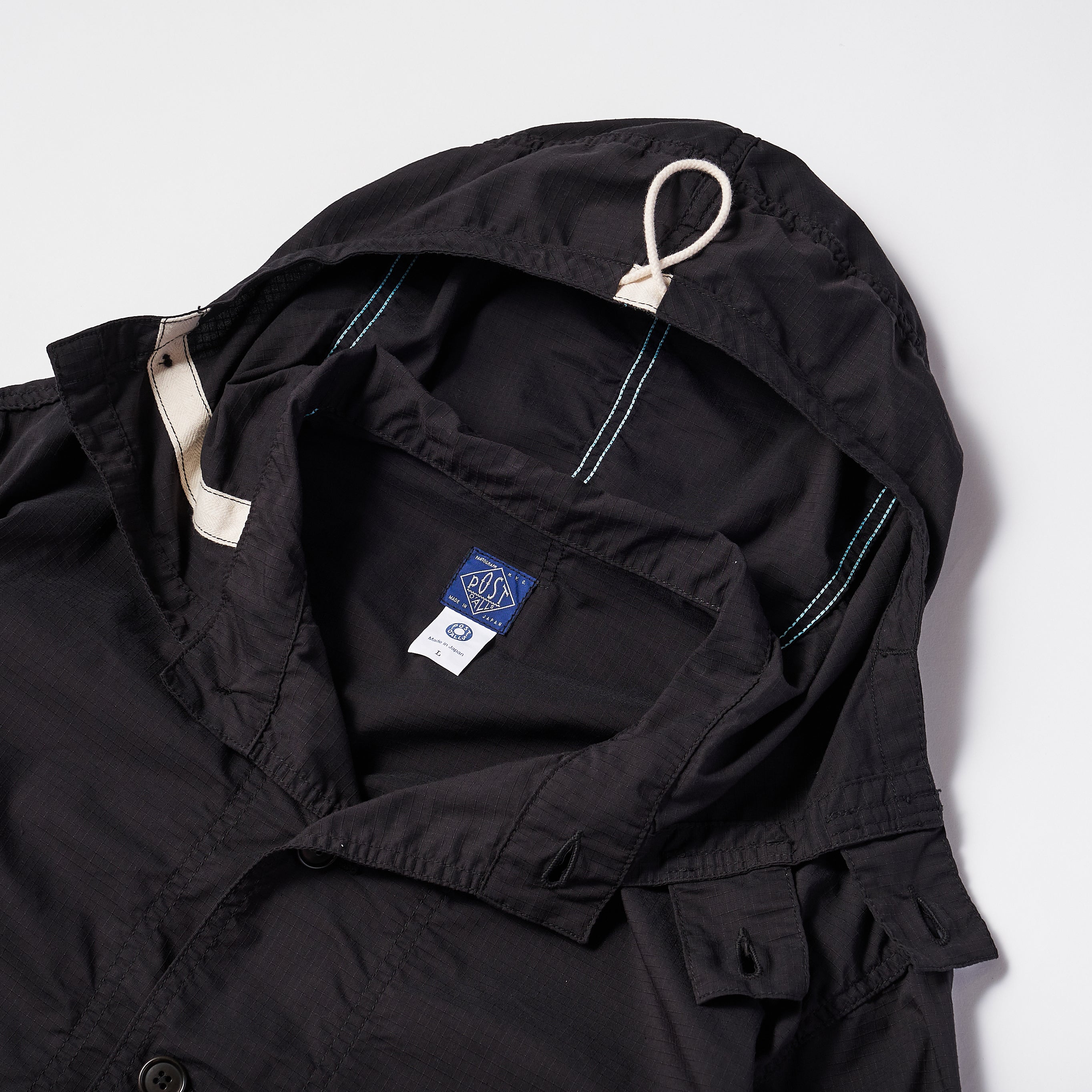 #1114R-RS NAVY Parka 3-R : poly feather ripstop black