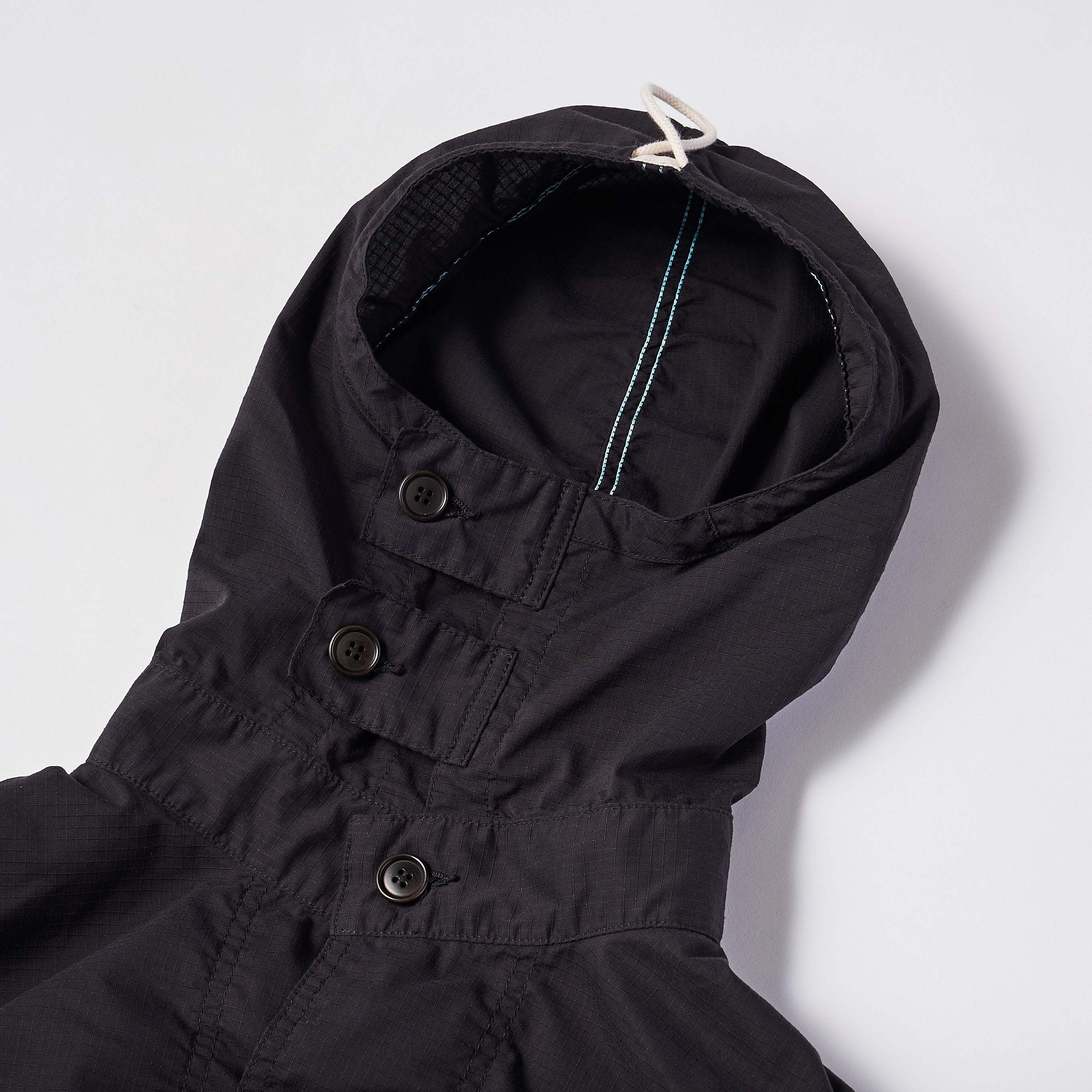 #1114R-RS NAVY Parka 3-R : poly feather ripstop black