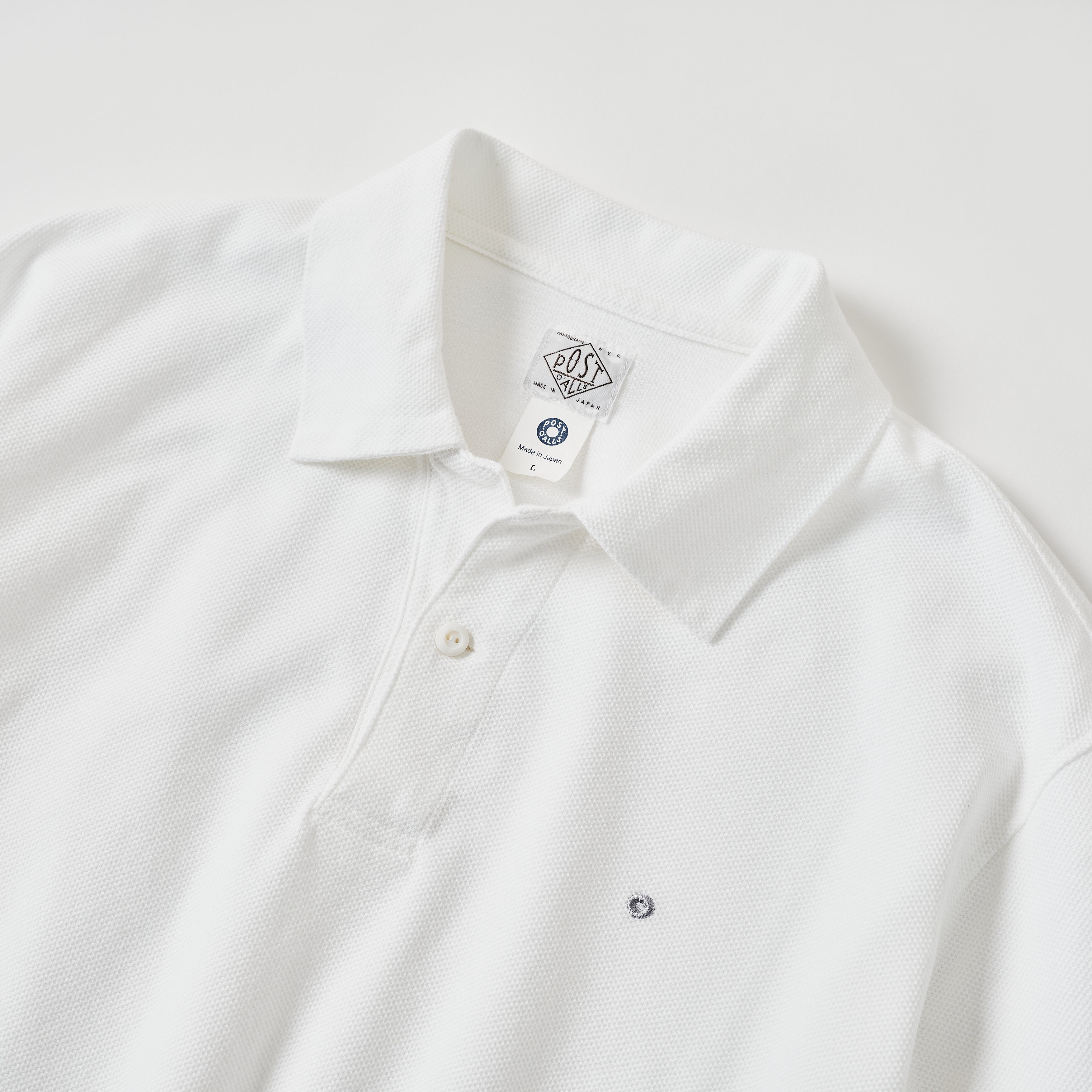 #3619-WWP POST Polo : honeycomb pique white (Shop Special)