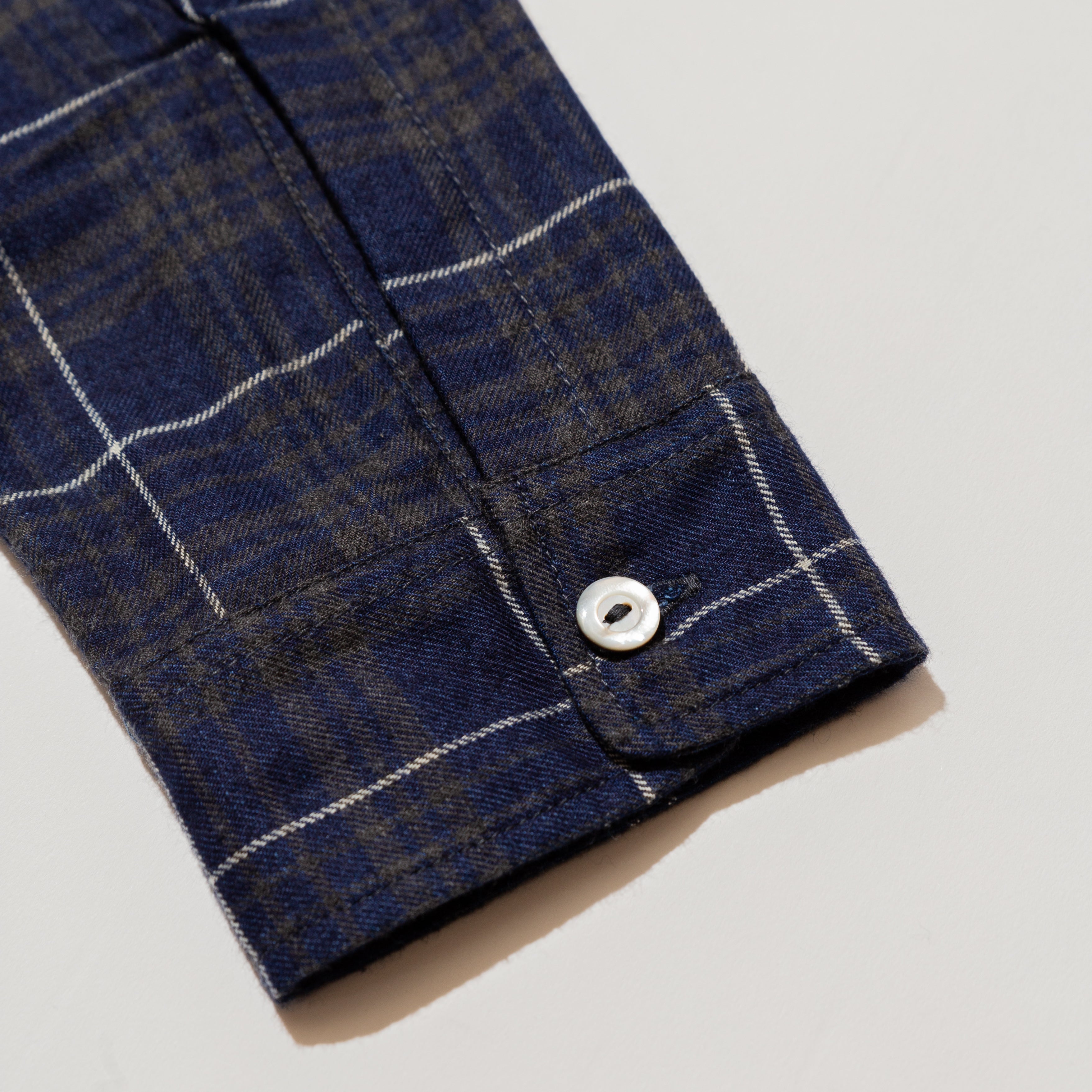 #3202 The POST 5 PF2 : plaid flannel indigo x grey