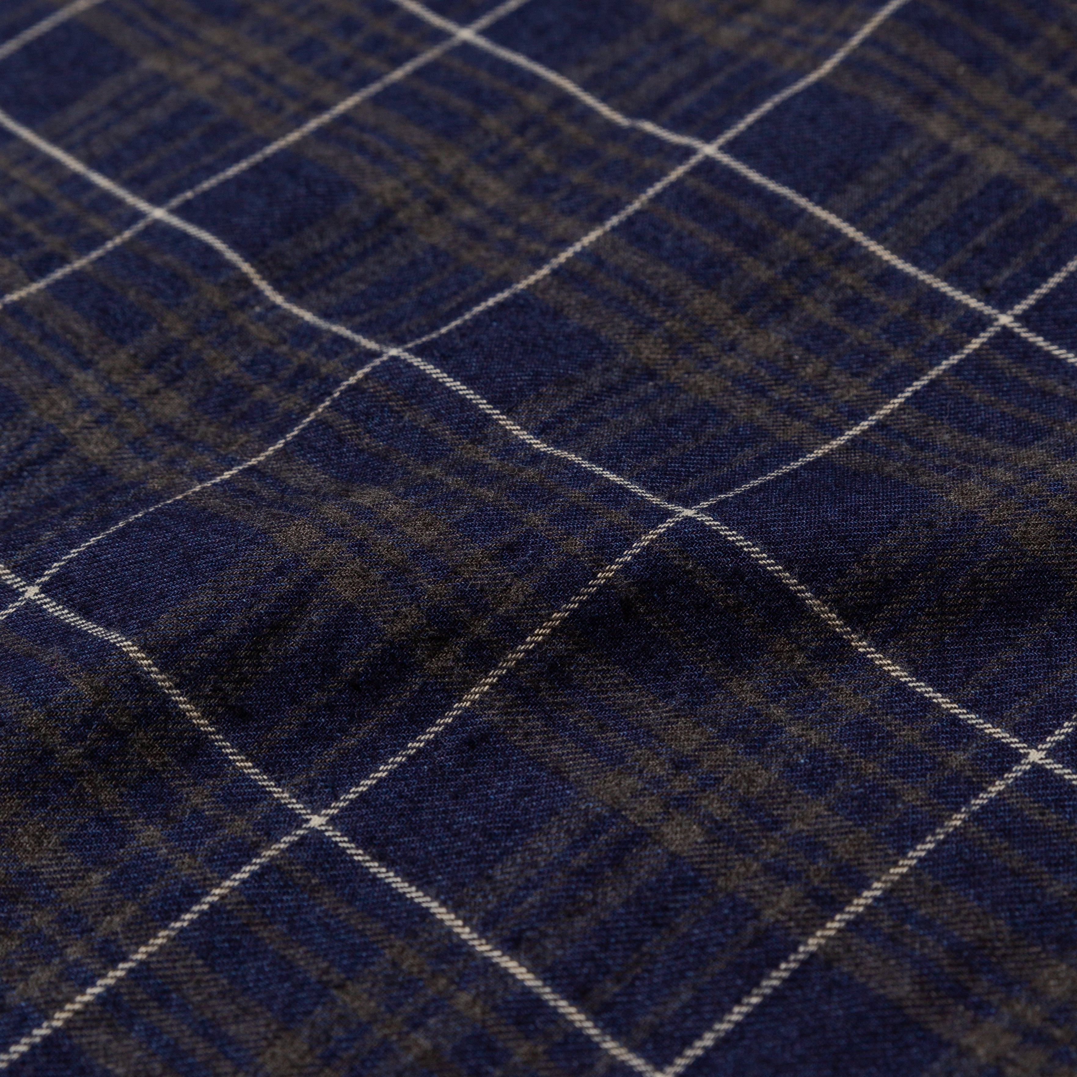 #3202 The POST 5 PF2 : plaid flannel indigo x grey