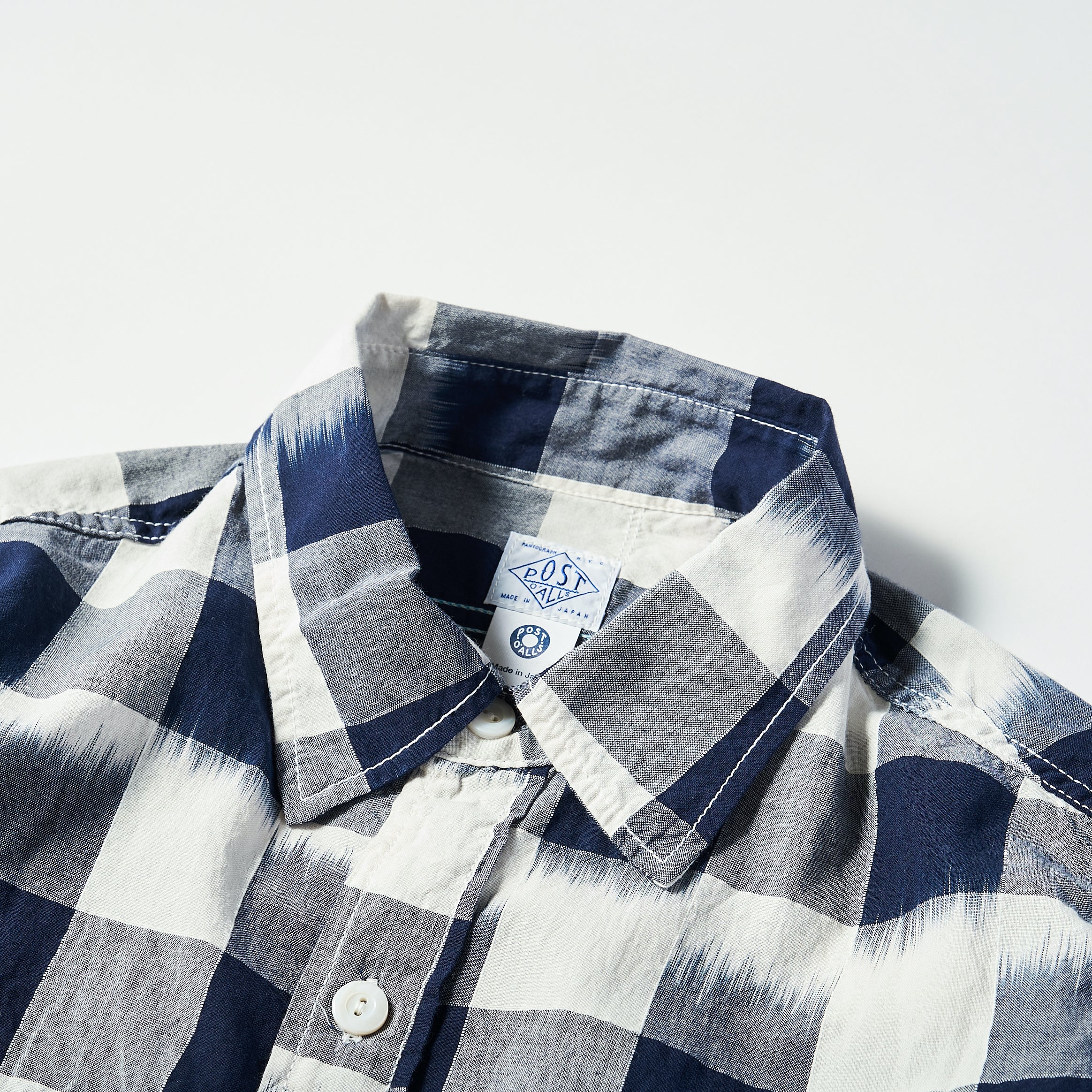 #1256 Cruzer Shirt 2 IB : ikat block check navy/white