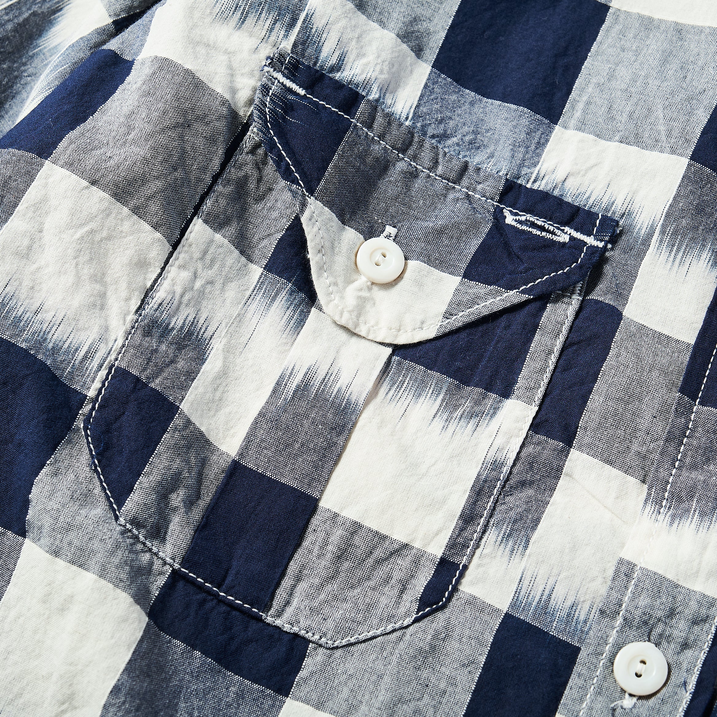 #1256 Cruzer Shirt 2 IB : ikat block check navy/white