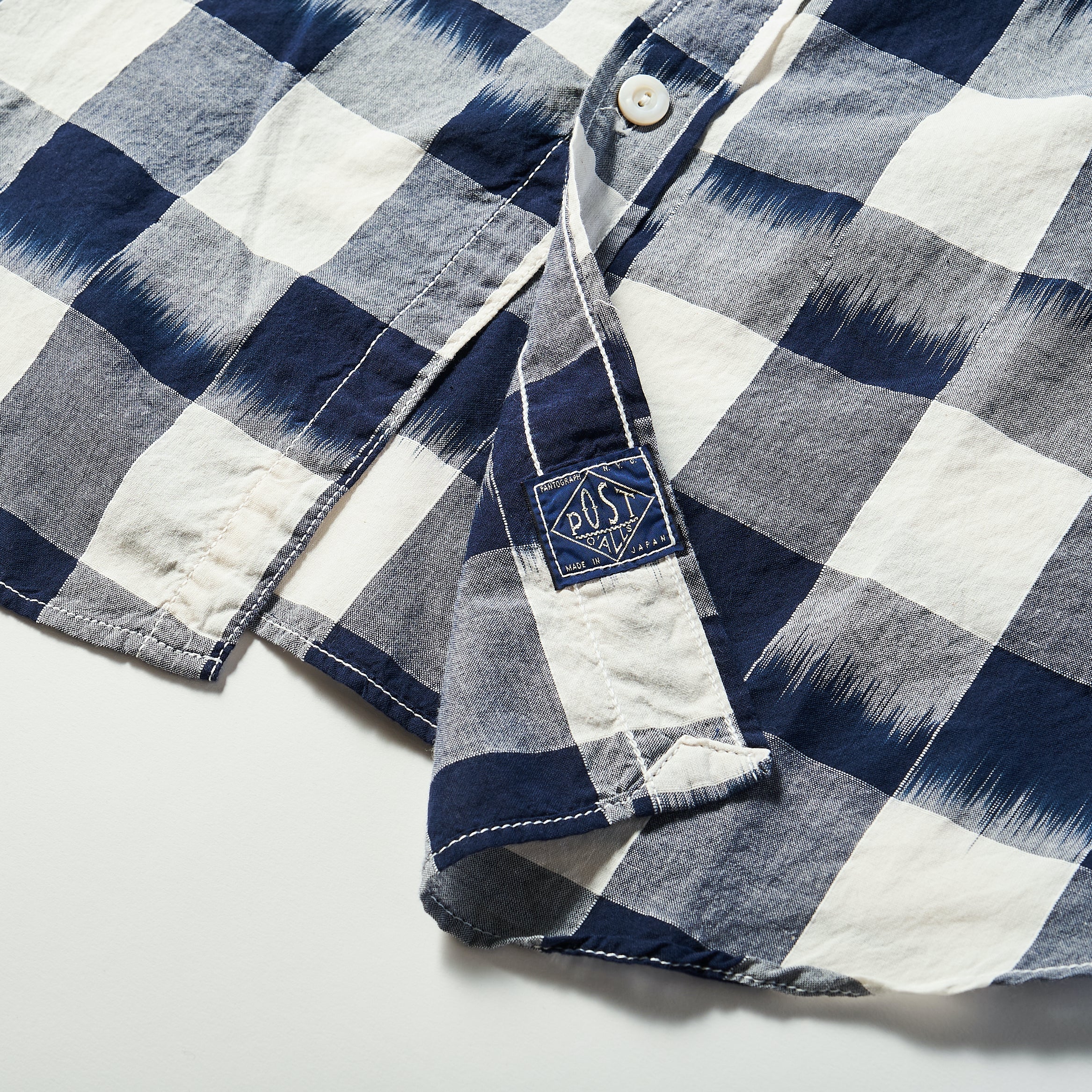 #1256 Cruzer Shirt 2 IB : ikat block check navy/white