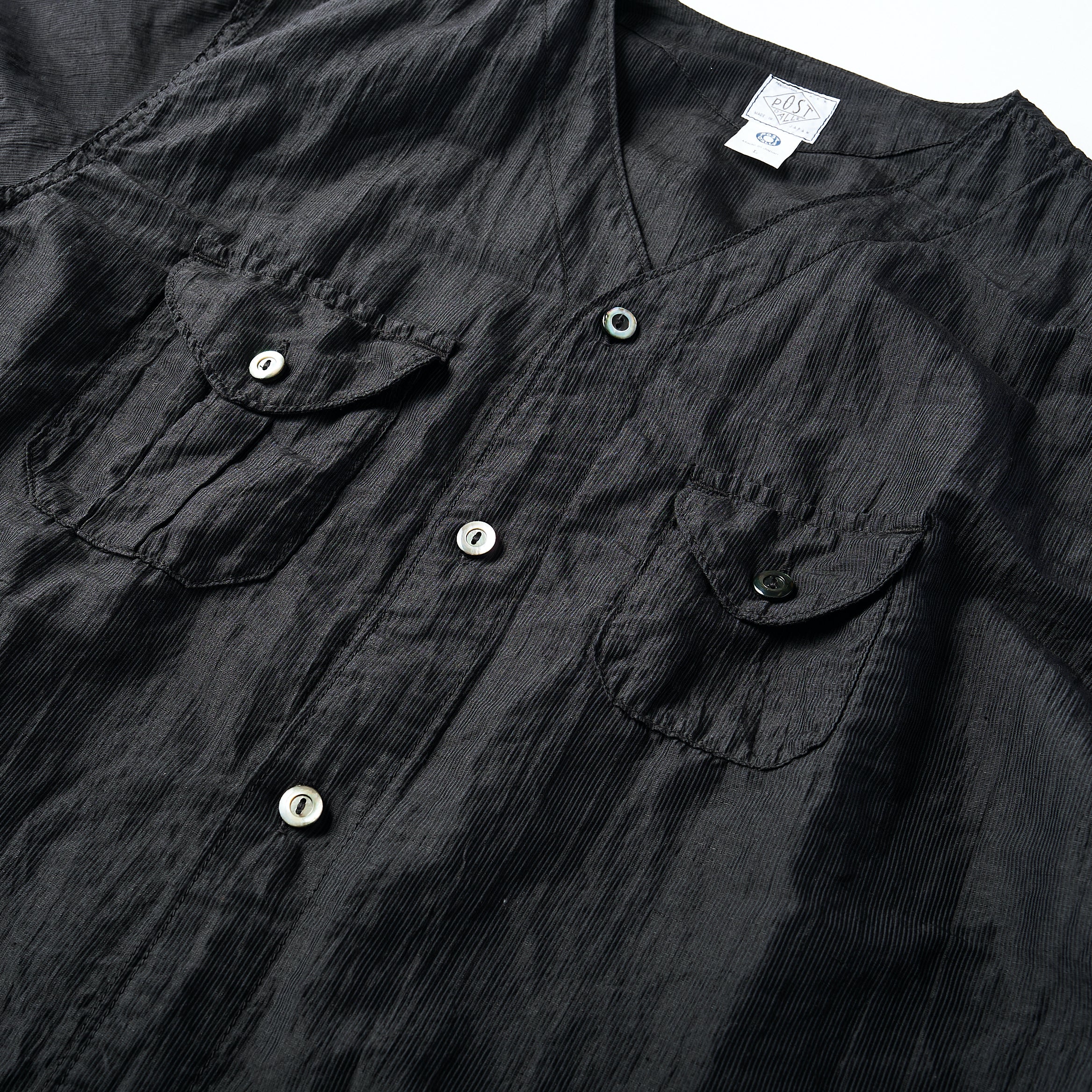 #2219S C-POST DV2 S/S CL1 : crinkle linen/cotton charcoal