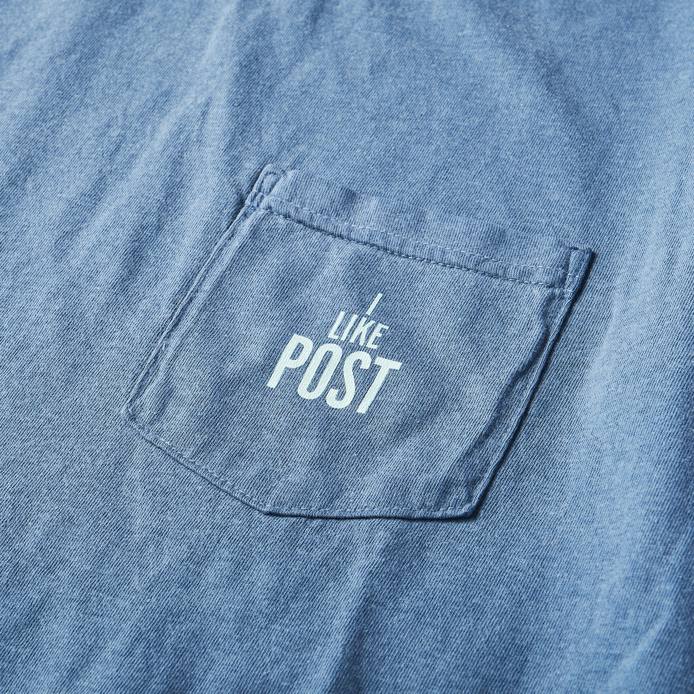 #3004 I like post pocket Tee A3 : pigment dyed cotton jersey blue x green