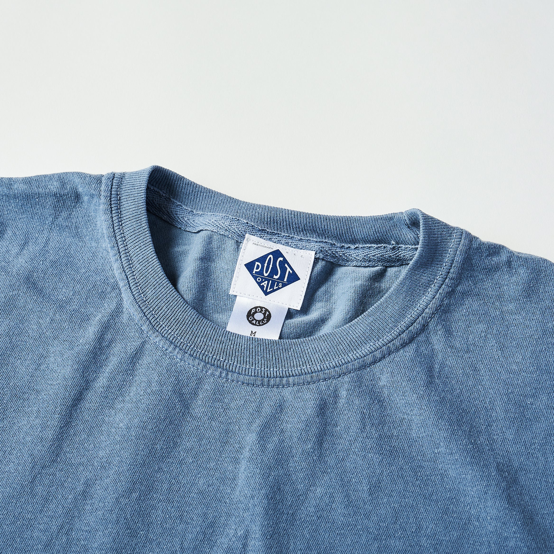 #3004 I like post pocket Tee A3 : pigment dyed cotton jersey blue x green