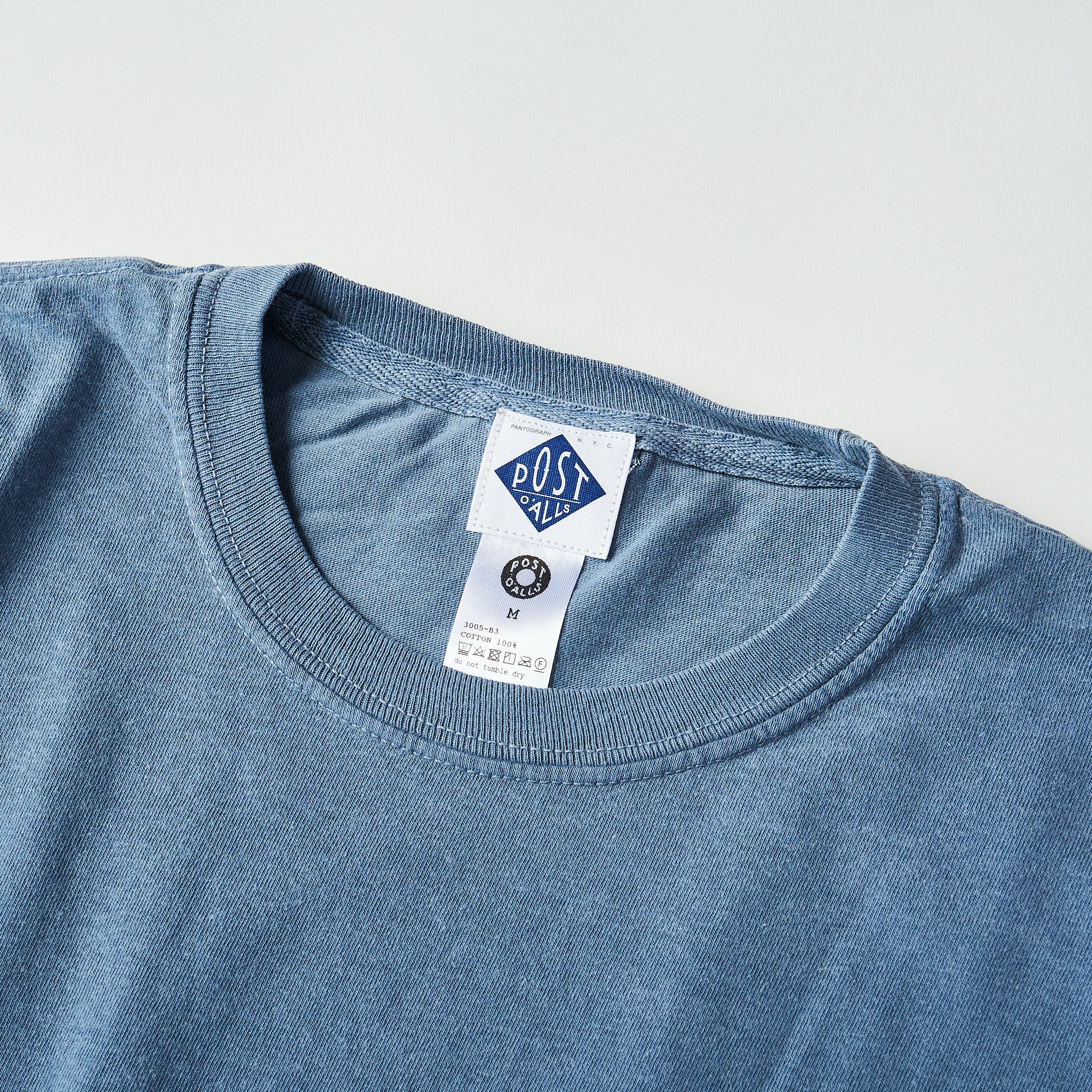 #3005 ESS pocket Tee B3 : pigment dyed cotton jersey blue x white