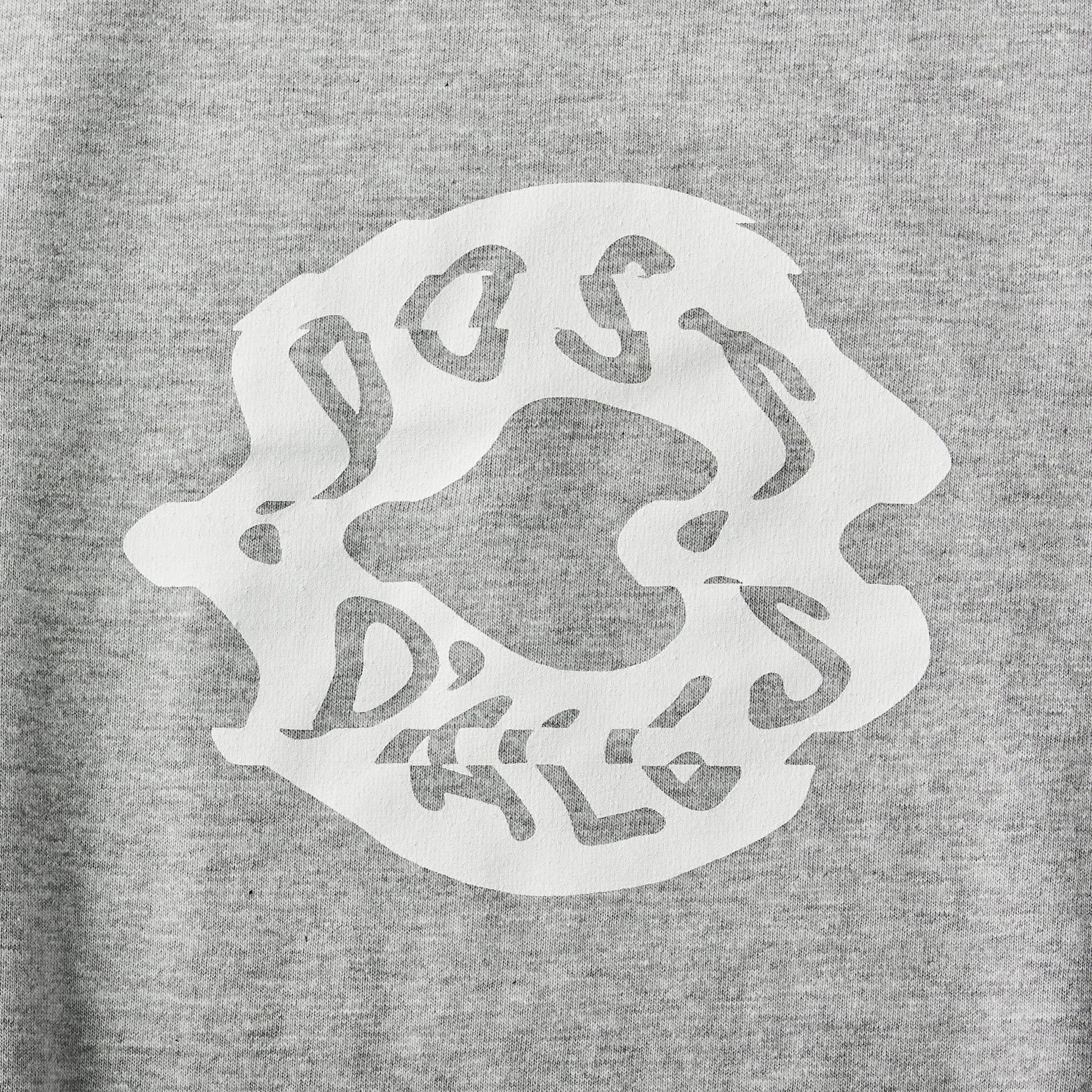 めまい DONUTS Tee : Grey Heather x White Print