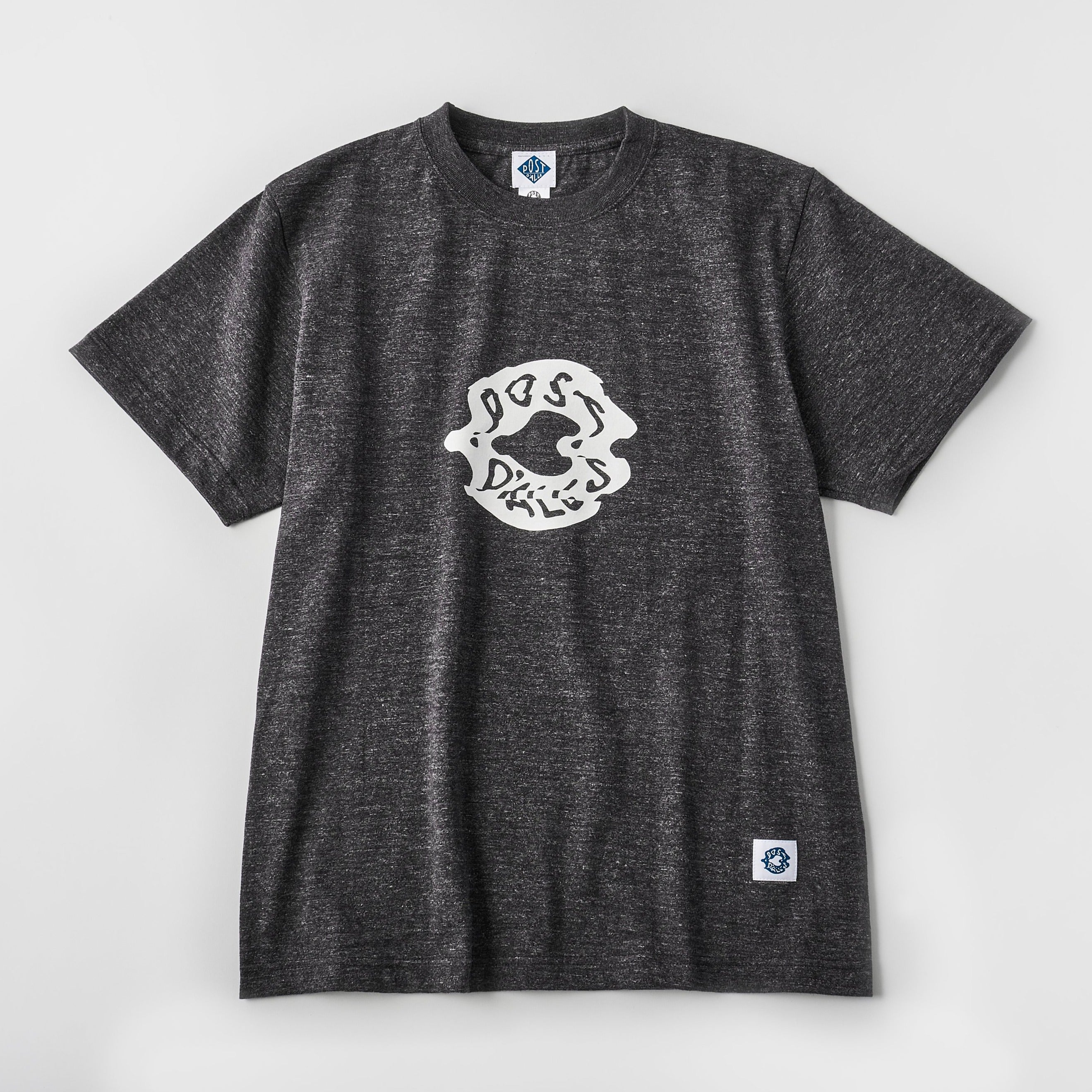 めまい DONUTS Tee : Black Heather x White Print