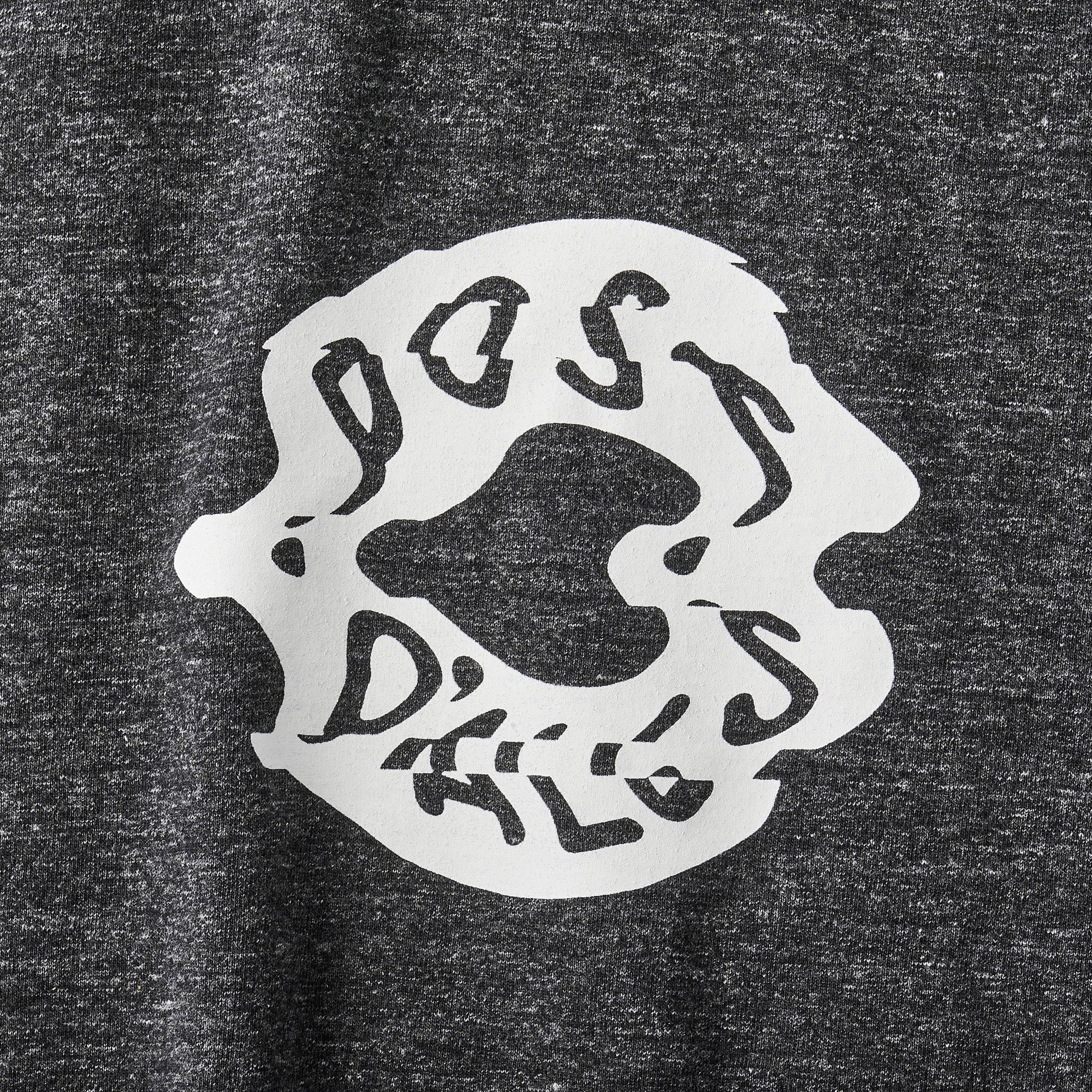 めまい DONUTS Tee : Black Heather x White Print