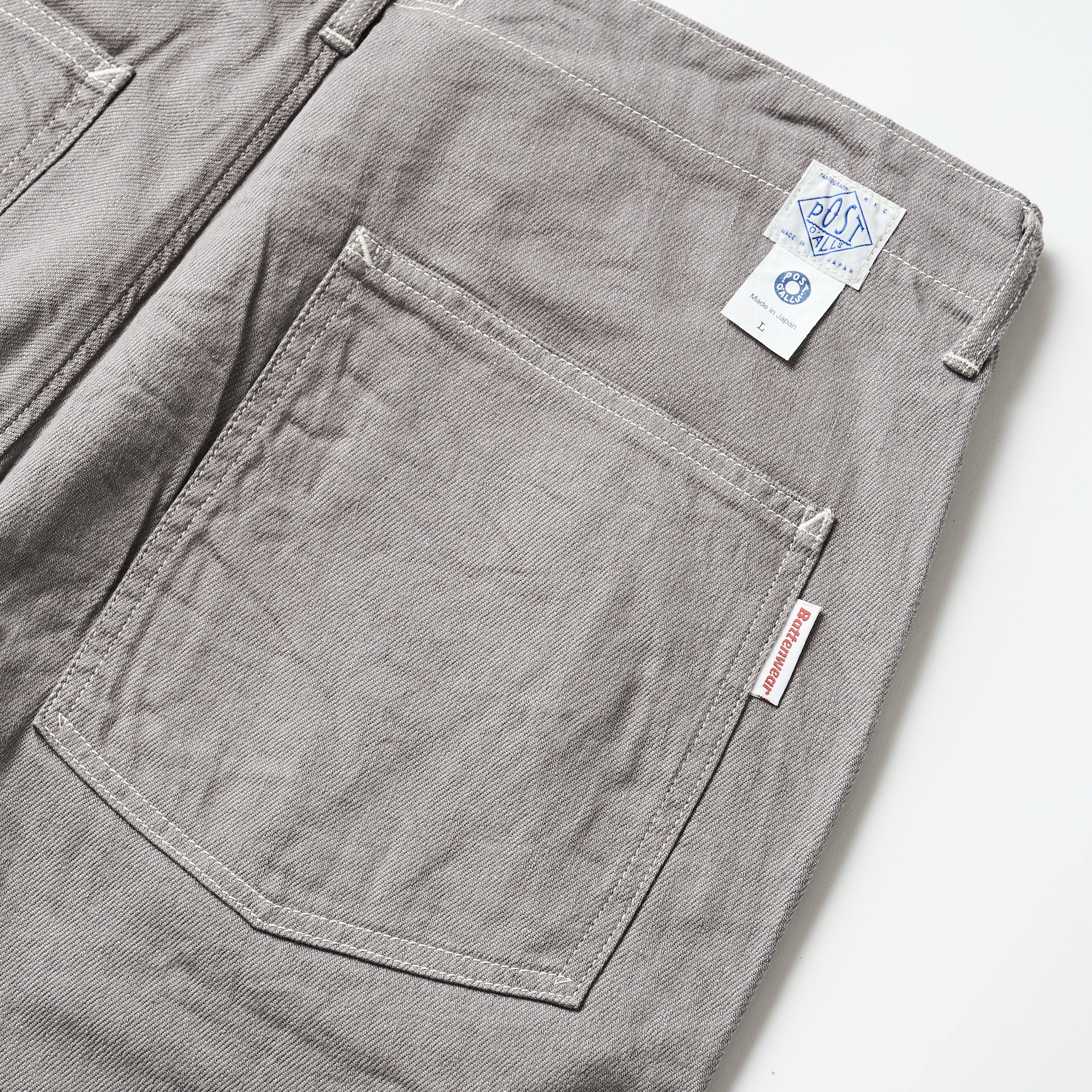 Post Overalls x Battenwear : New Maker Shorts Color Denim grey