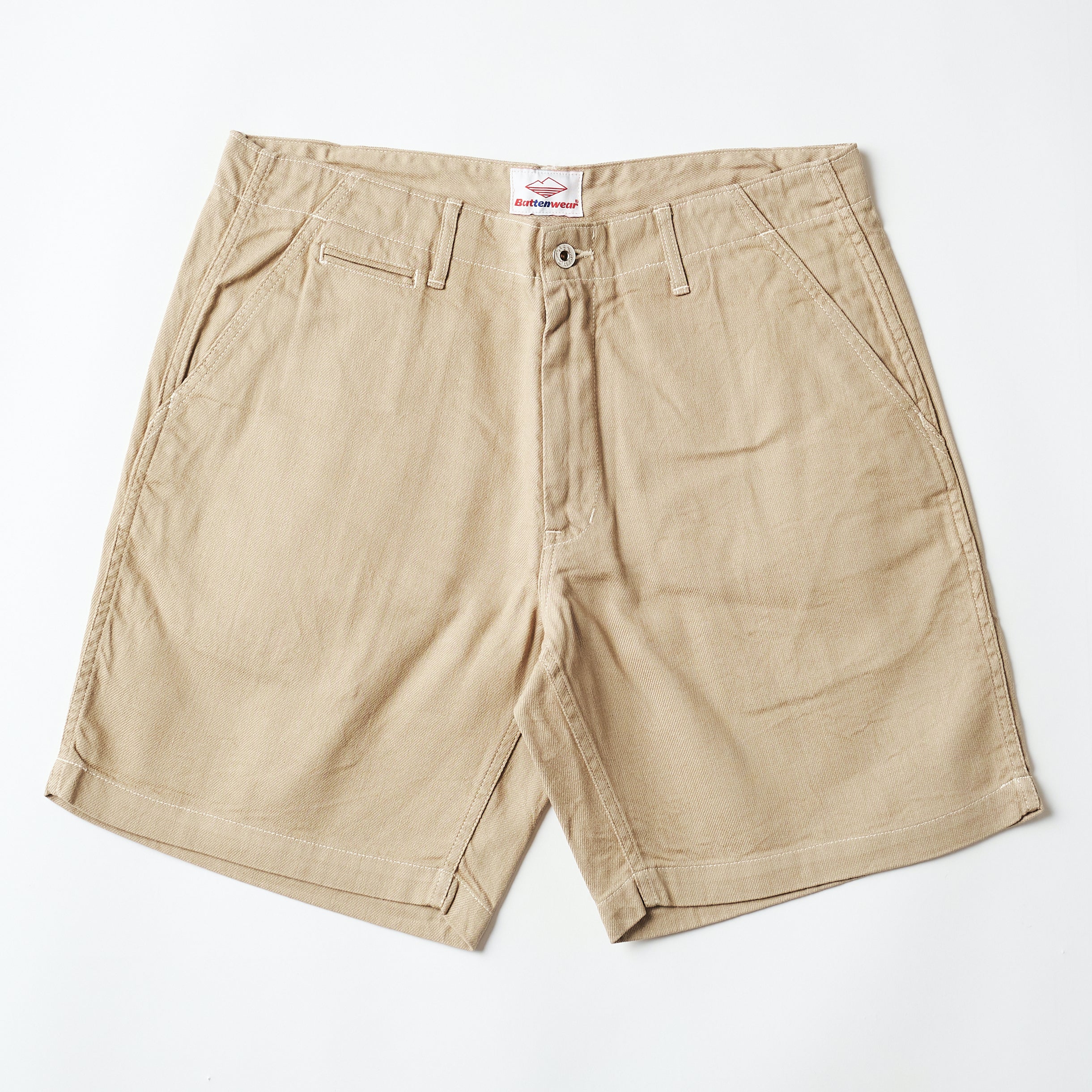 Post Overalls x Battenwear : New Maker Shorts Color Denim khaki 