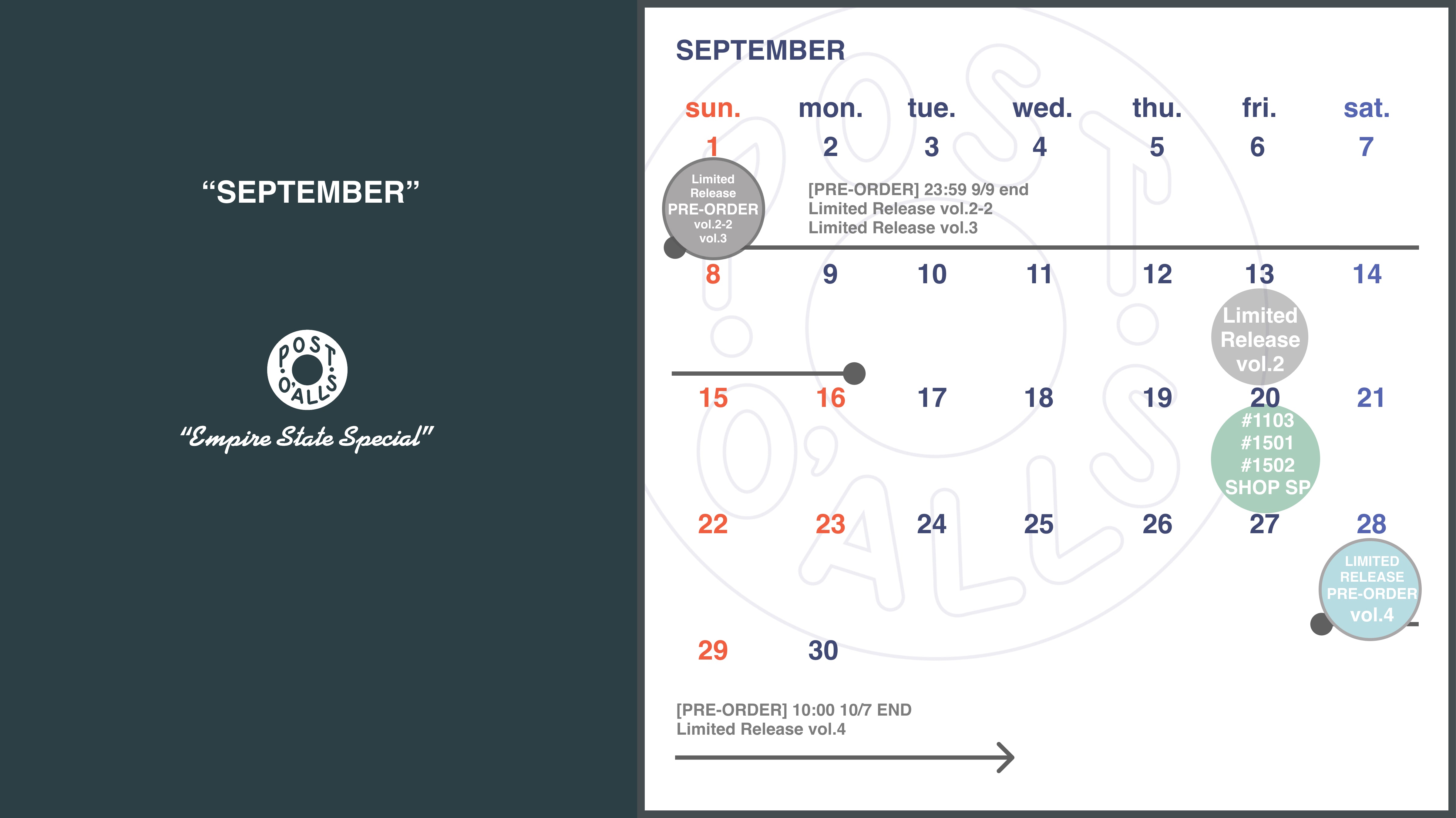 Products schedule of September