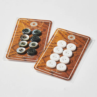 Post O'Alls : Shell Button Set (white / black) 8 pieces for shirt