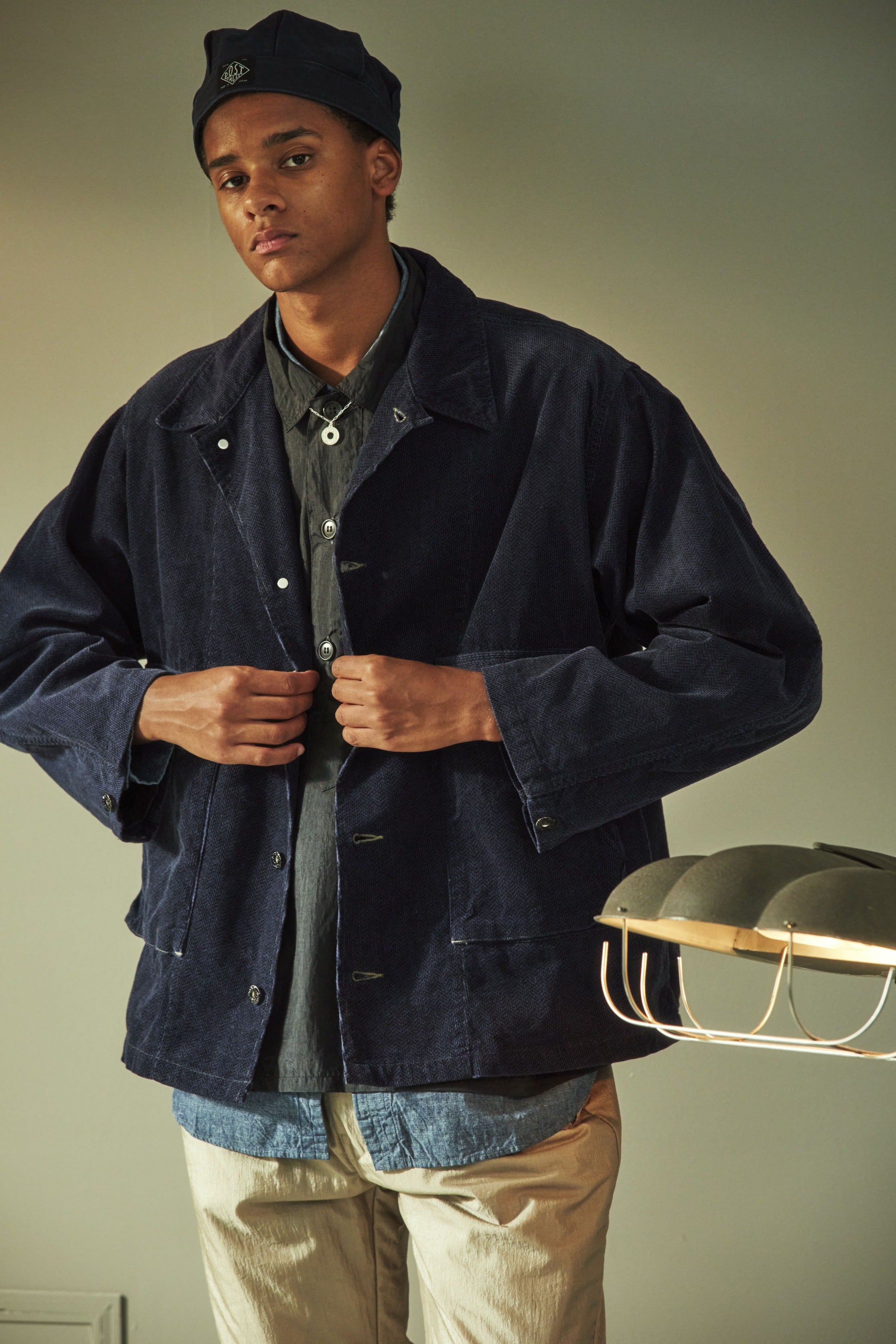 #1204-CTB ARMY Shirt : crinkle nylon taffeta black