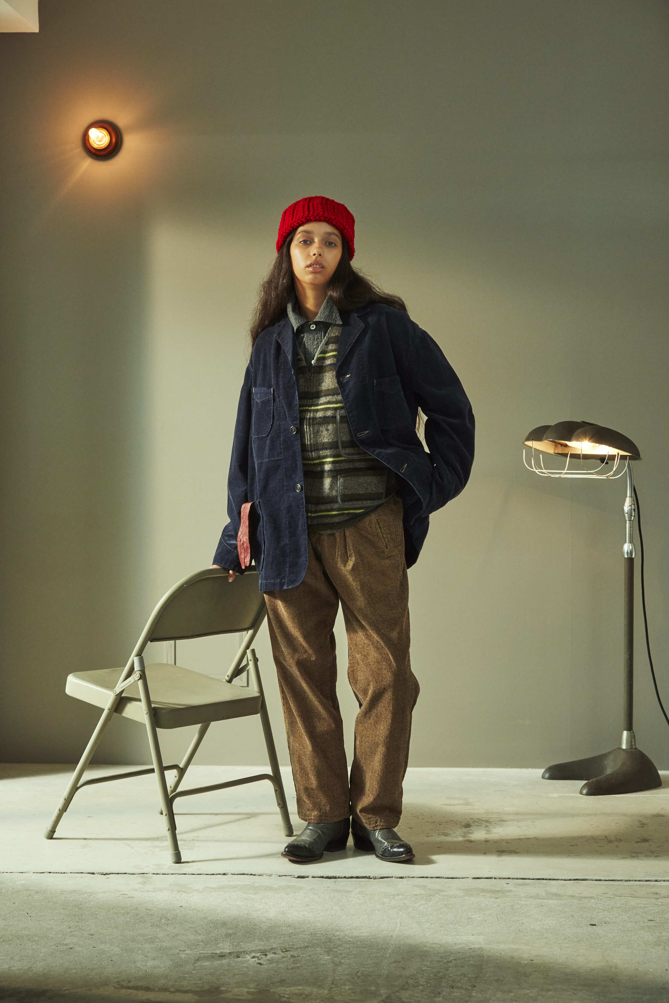 #1502-TWG Fleece Vest (trashed wool version) : trashed wool green stripe