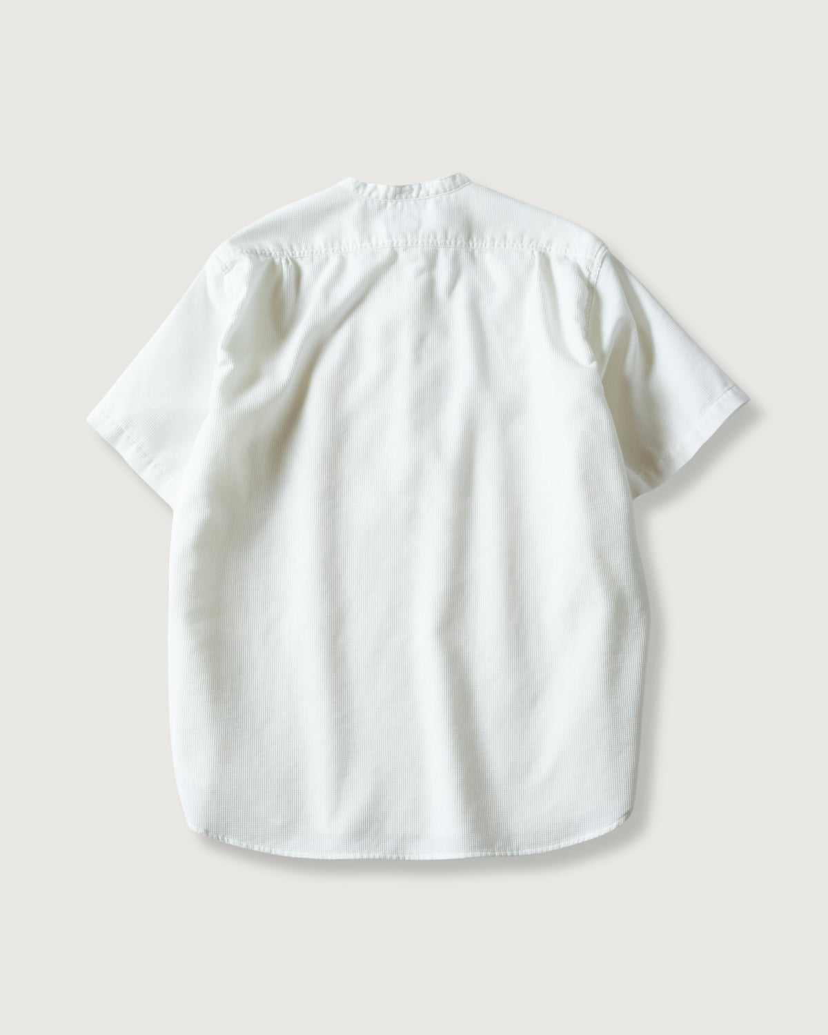 #1203S-PCW Band Collar Shirt S/S : PC waffle white