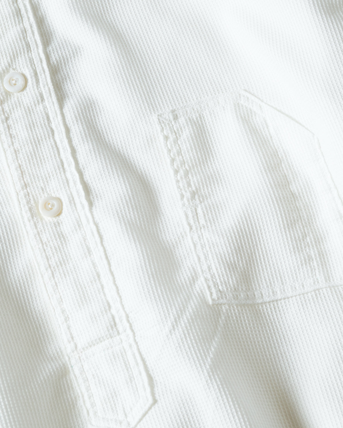 #1203S-PCW Band Collar Shirt S/S : PC waffle white