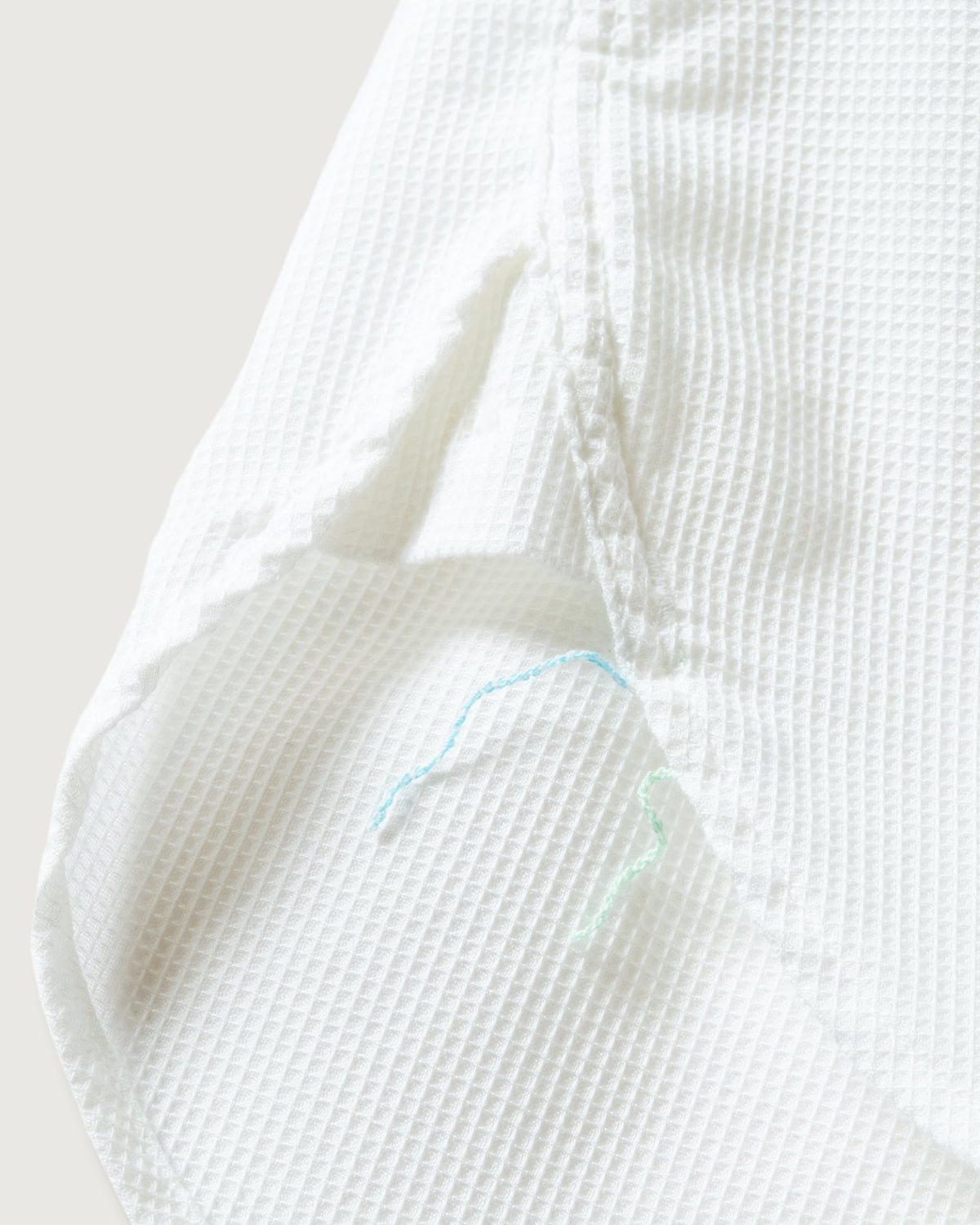 #1203S-PCW Band Collar Shirt S/S : PC waffle white