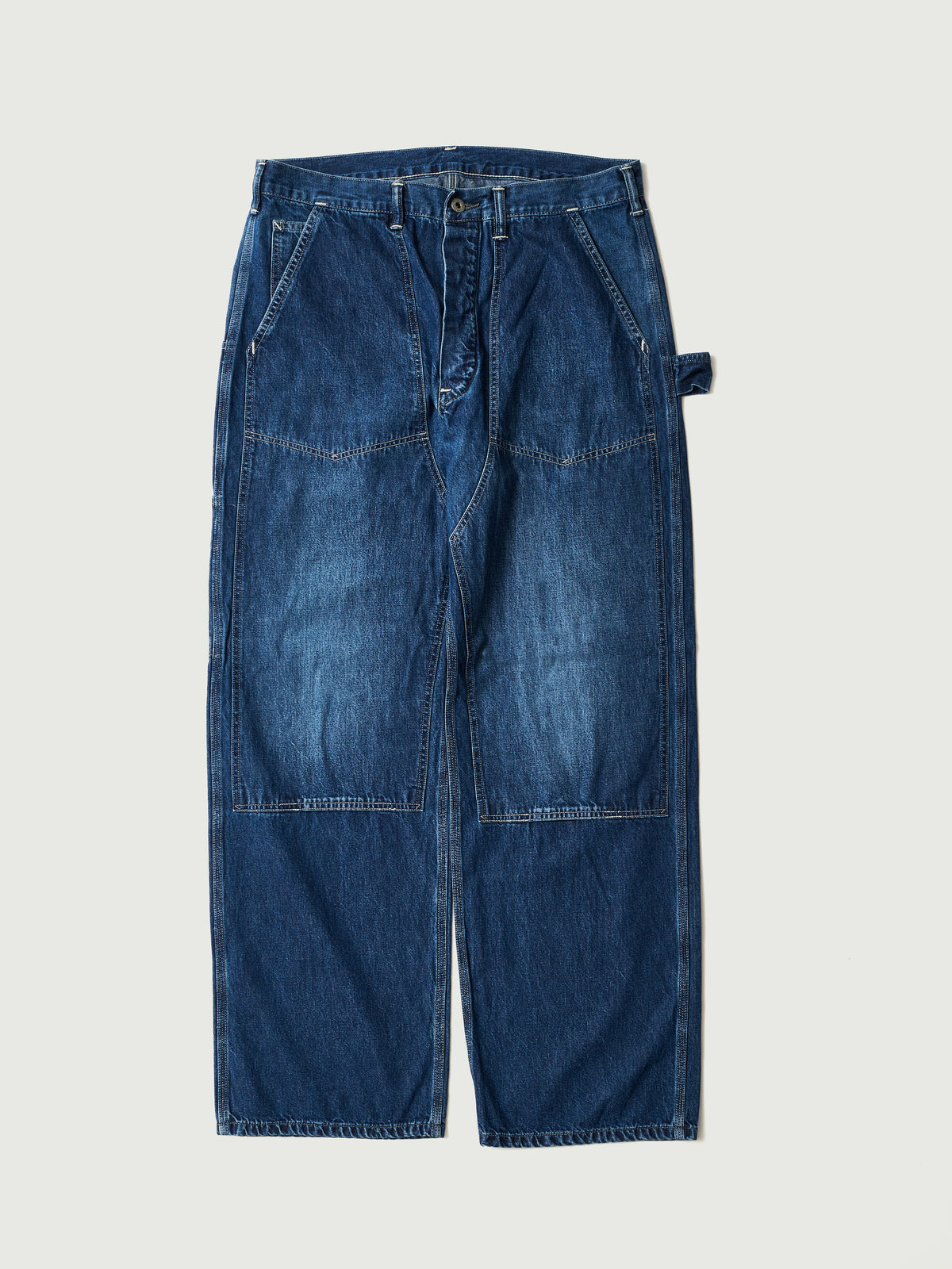 #1302-01W W-Knee Dungarees : 10 oz.denim indigo worn wash