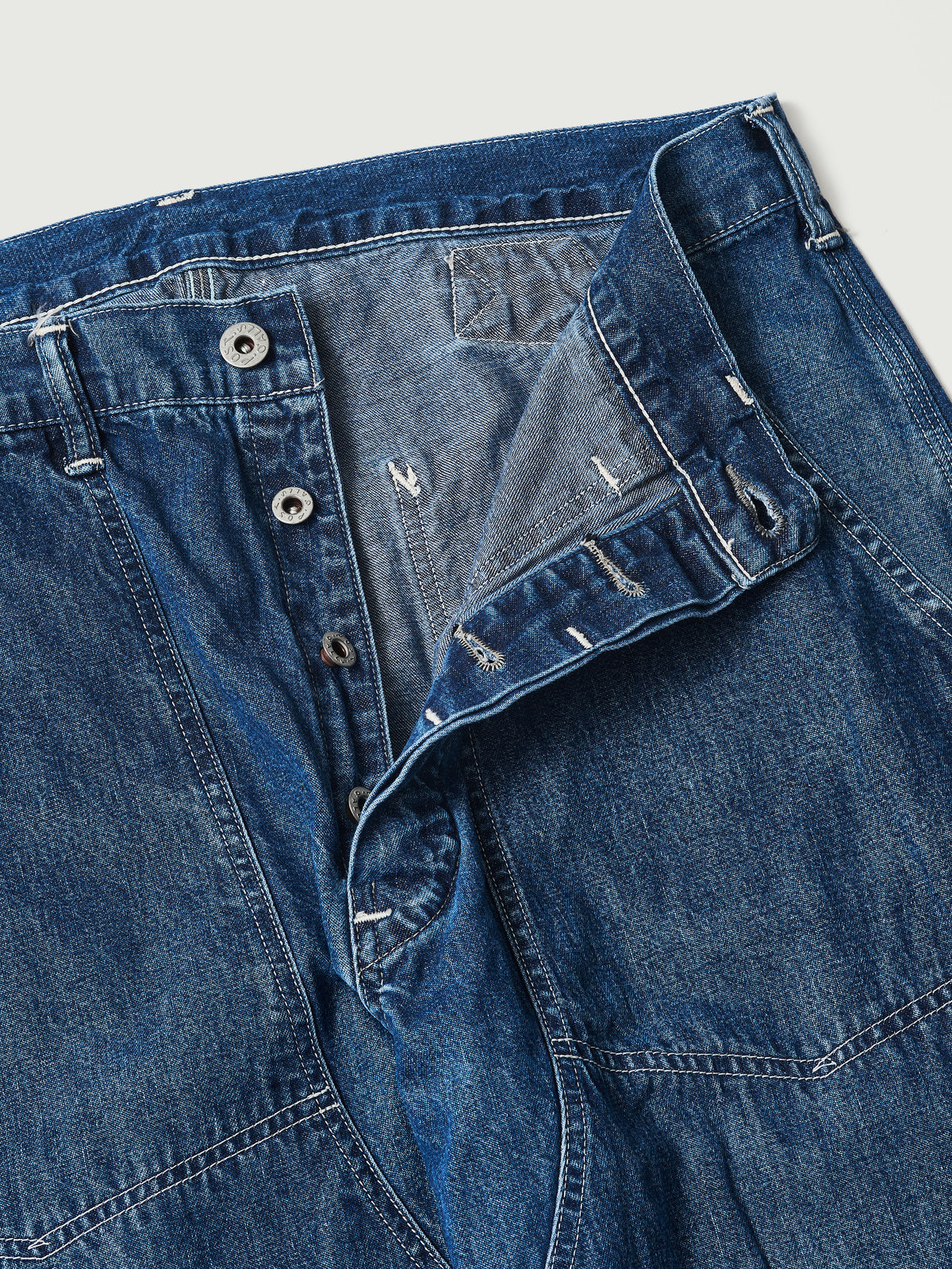 #1302-01W W-Knee Dungarees : 10 oz.denim indigo worn wash